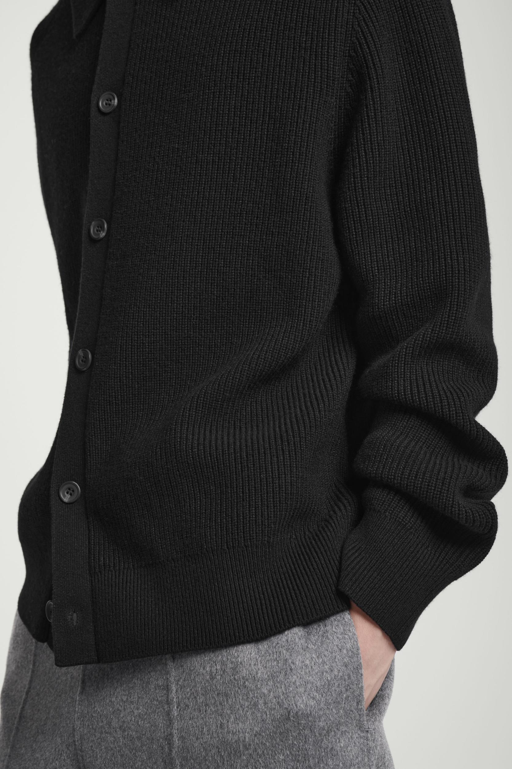 COLLARED RIBBED WOOL-CASHMERE CARDIGAN Product Image