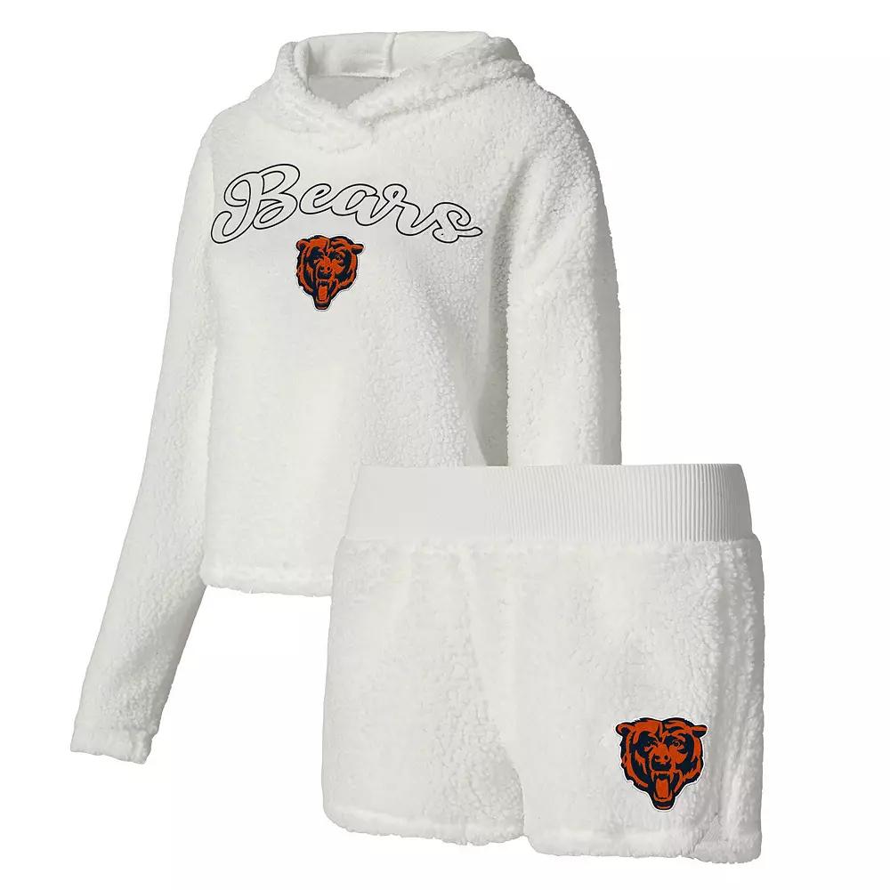 Women's Concepts Sport White Chicago Bears Fluffy Pullover Sweatshirt & Shorts Sleep Set,  Product Image