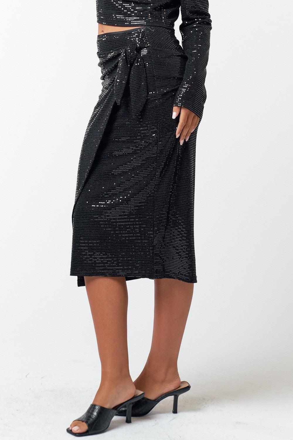 Sequin Side Tie Midi Skirt Product Image