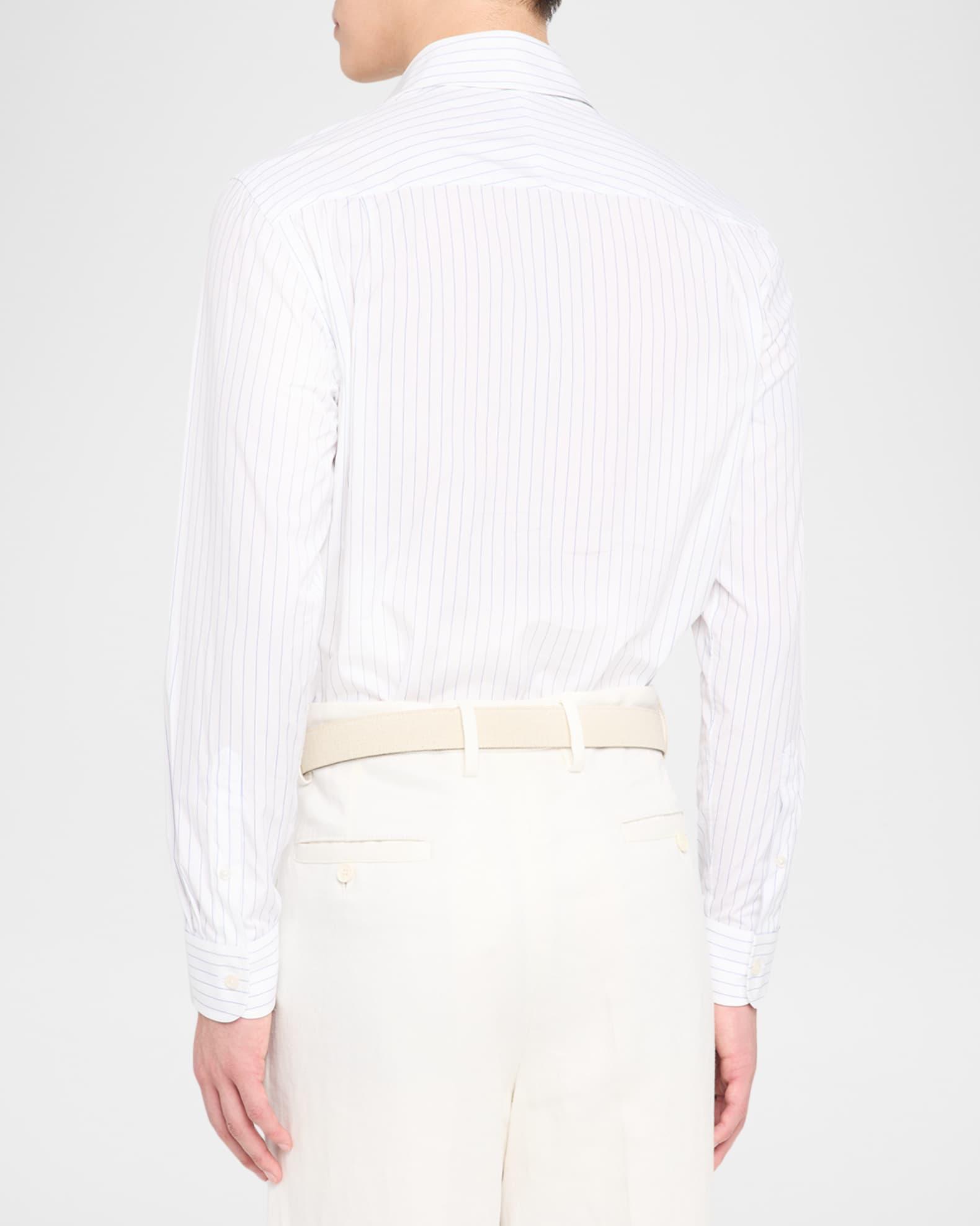 Men's Cotton Stripe Point-Collar Sport Shirt Product Image