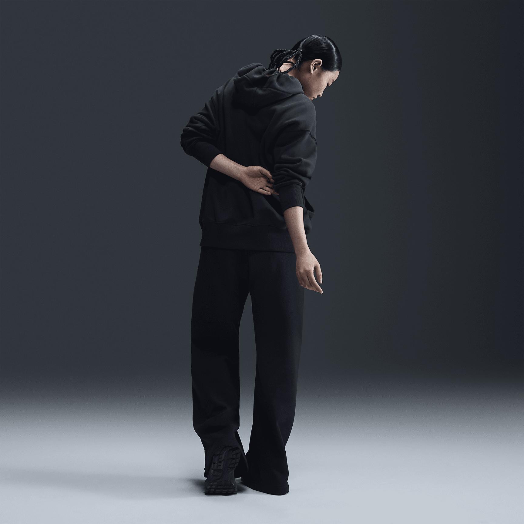 Nike Womens Nike Phoenix Fleece OS Pullover Hoodie - Womens Black/White Product Image