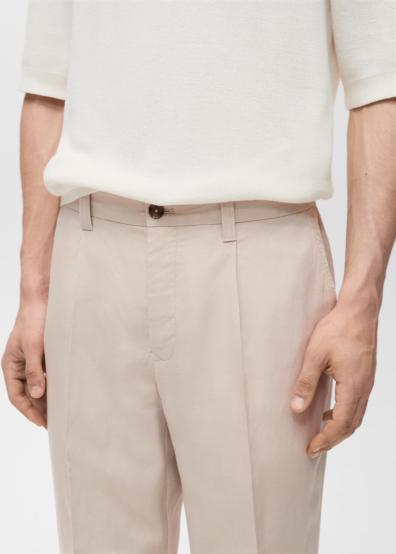 Slim fit linen pants - Men | MANGO USA Product Image