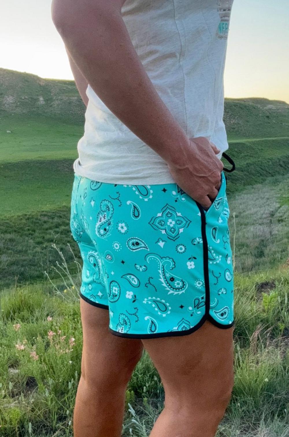 Sterling Kreek Bandana Babe Turquoise Shorts Long Product Image