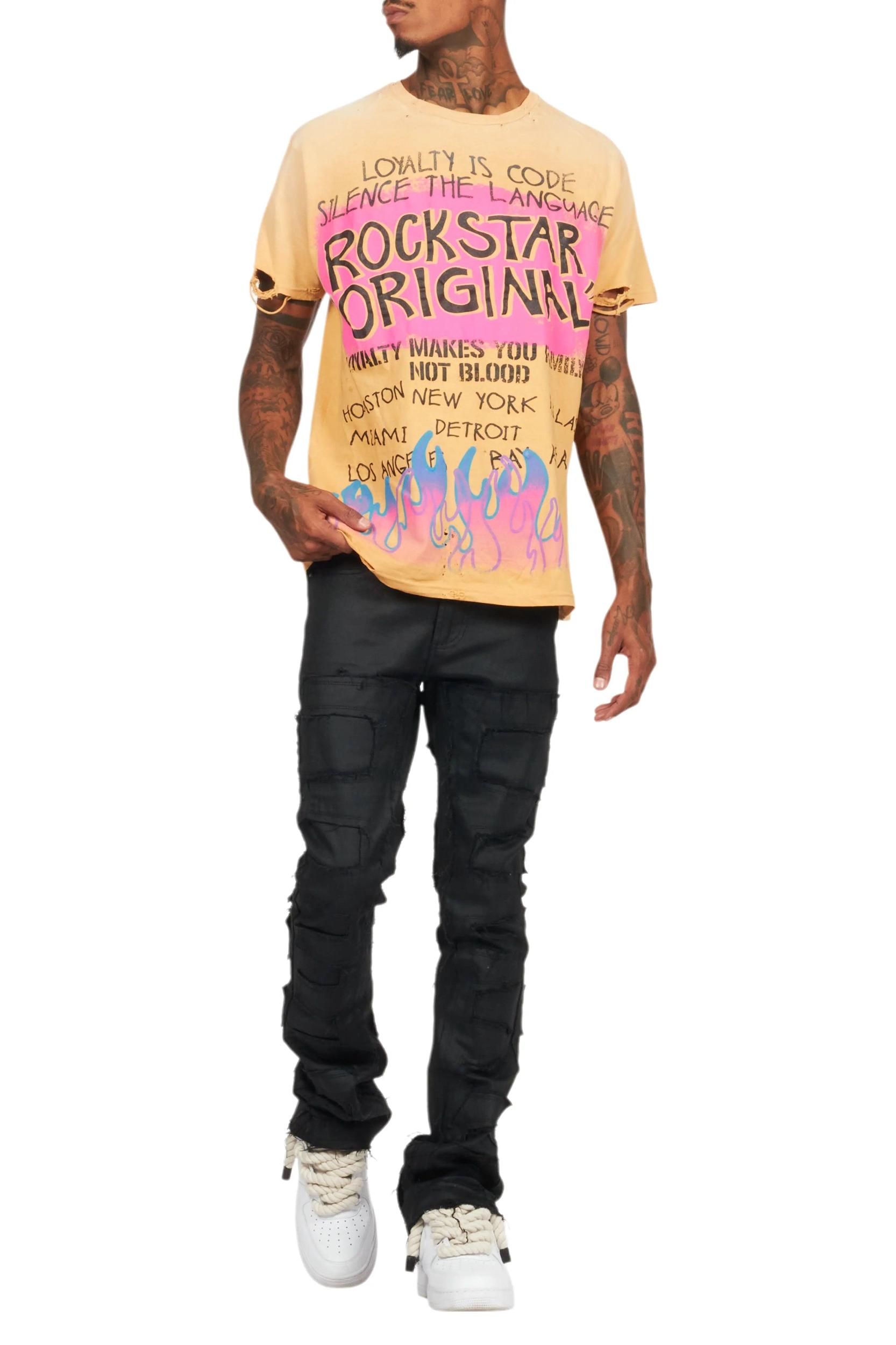 Shake Black Coated Stacked Flare Jean Male Product Image