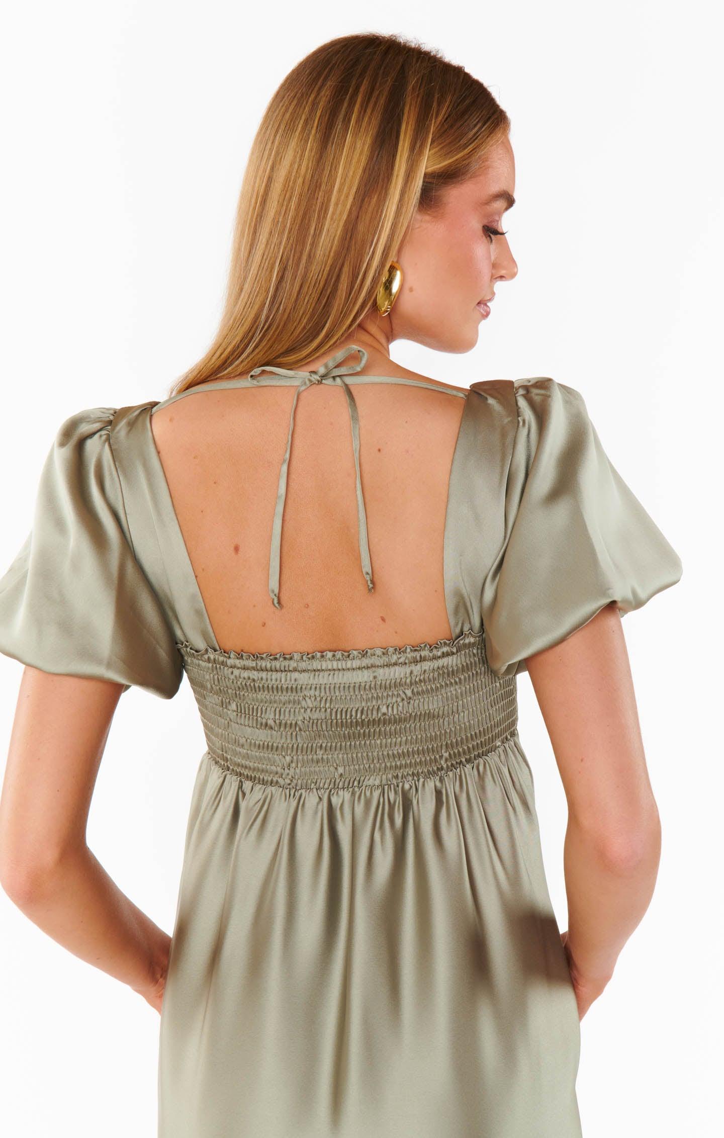 Nora Maxi Dress ~ Moss Green Luxe Satin Product Image