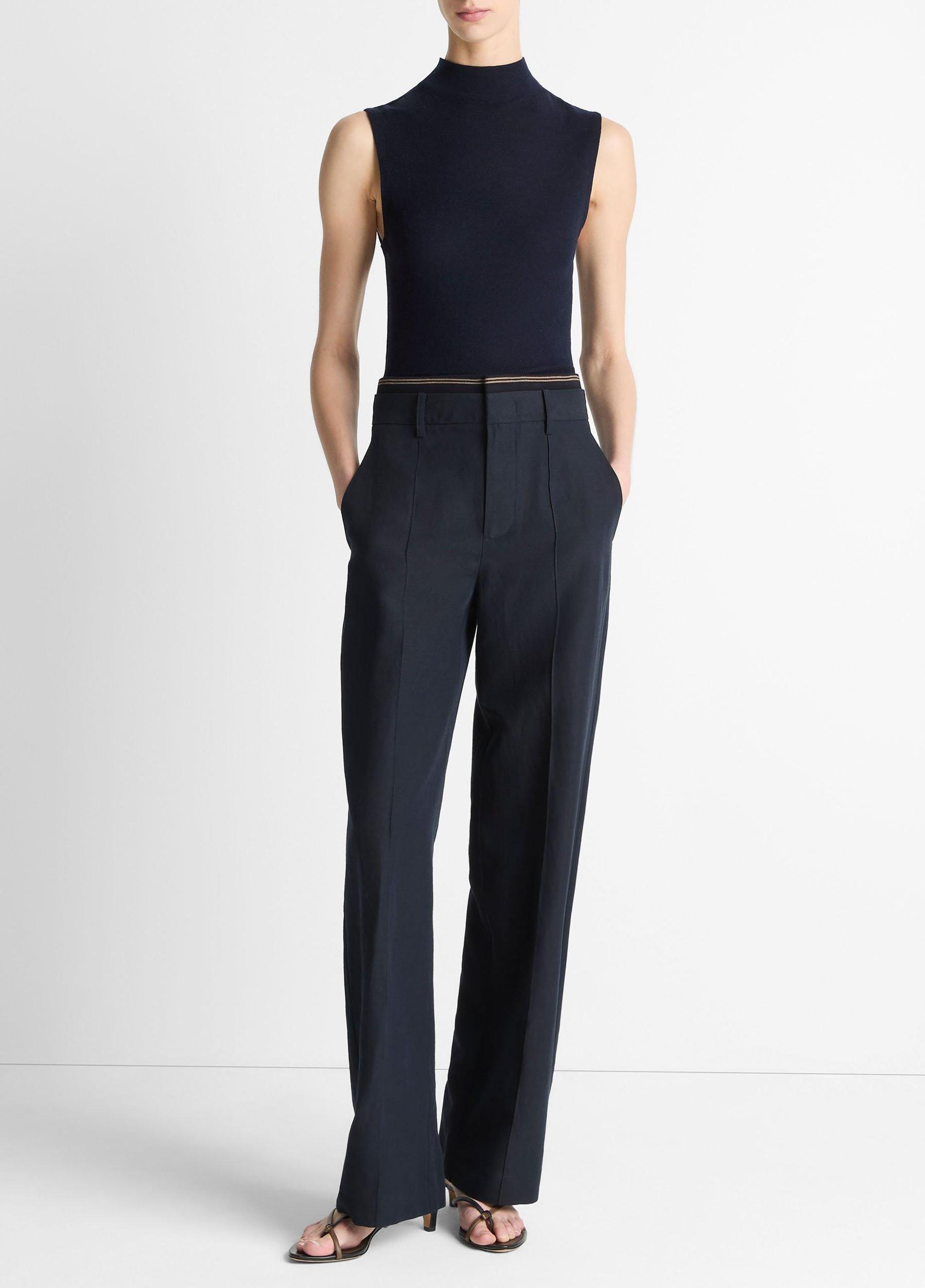 Wool-Blend Sleeveless Mock-Neck Sweater Product Image