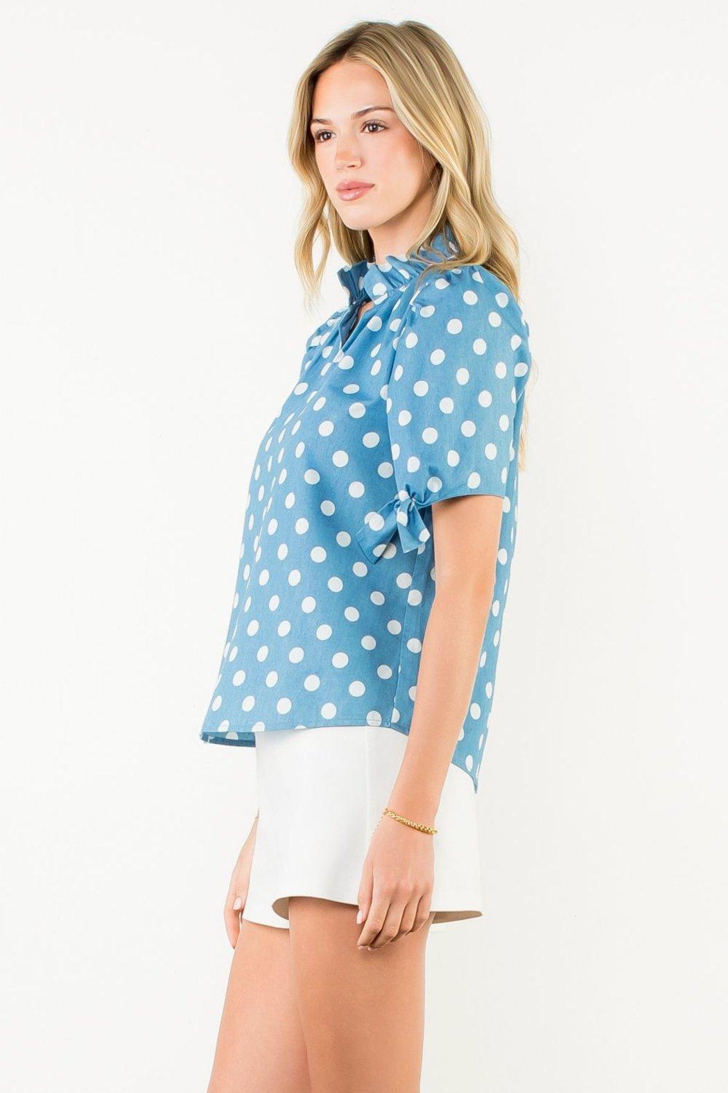 Tie Sleeve Dotted Top Product Image