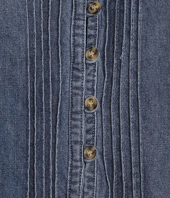 Westbound Sleeveless Partial Button Front Denim A-Line Dress Product Image