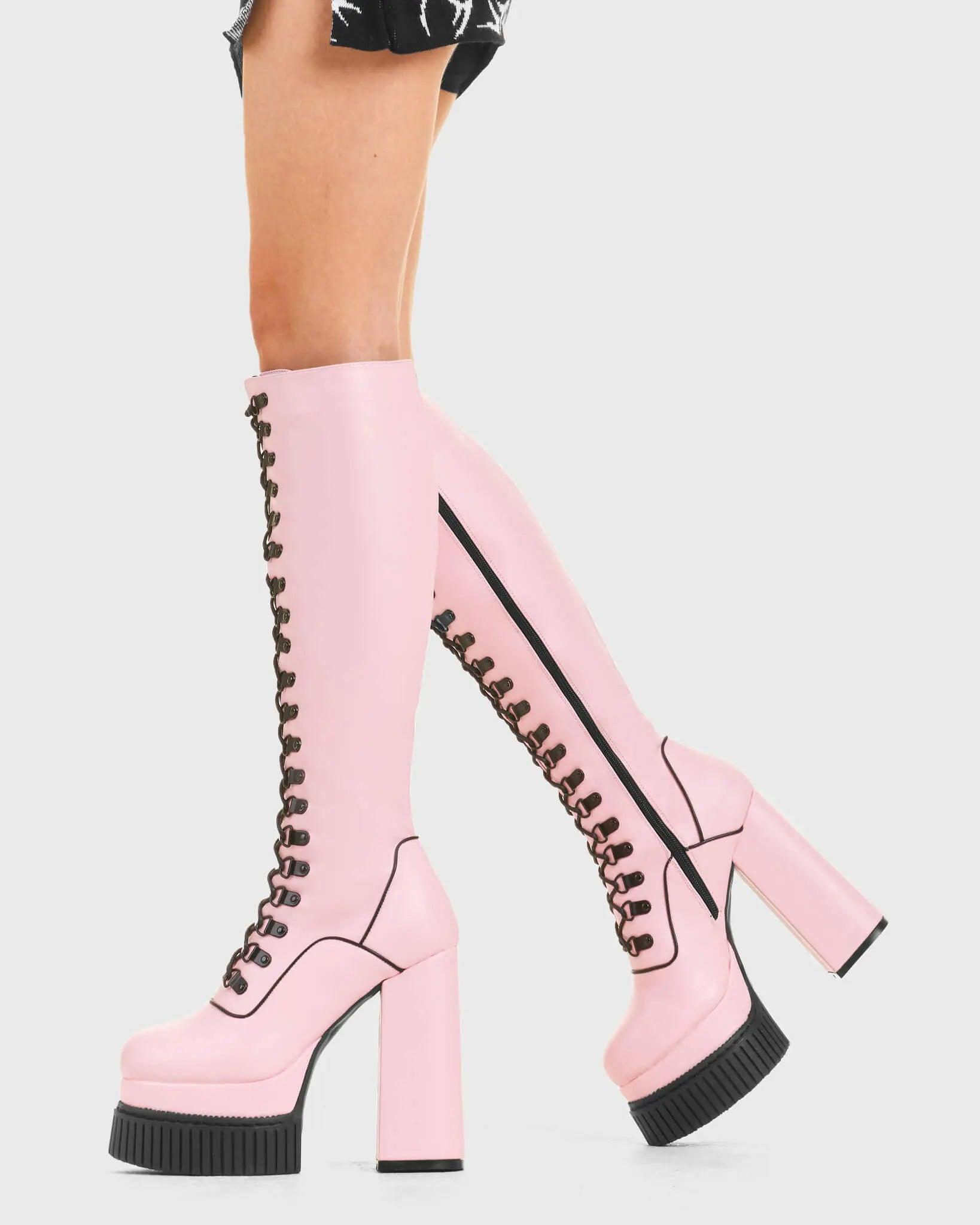 Hidden Agenda Creeper Platform Knee High Boots Product Image