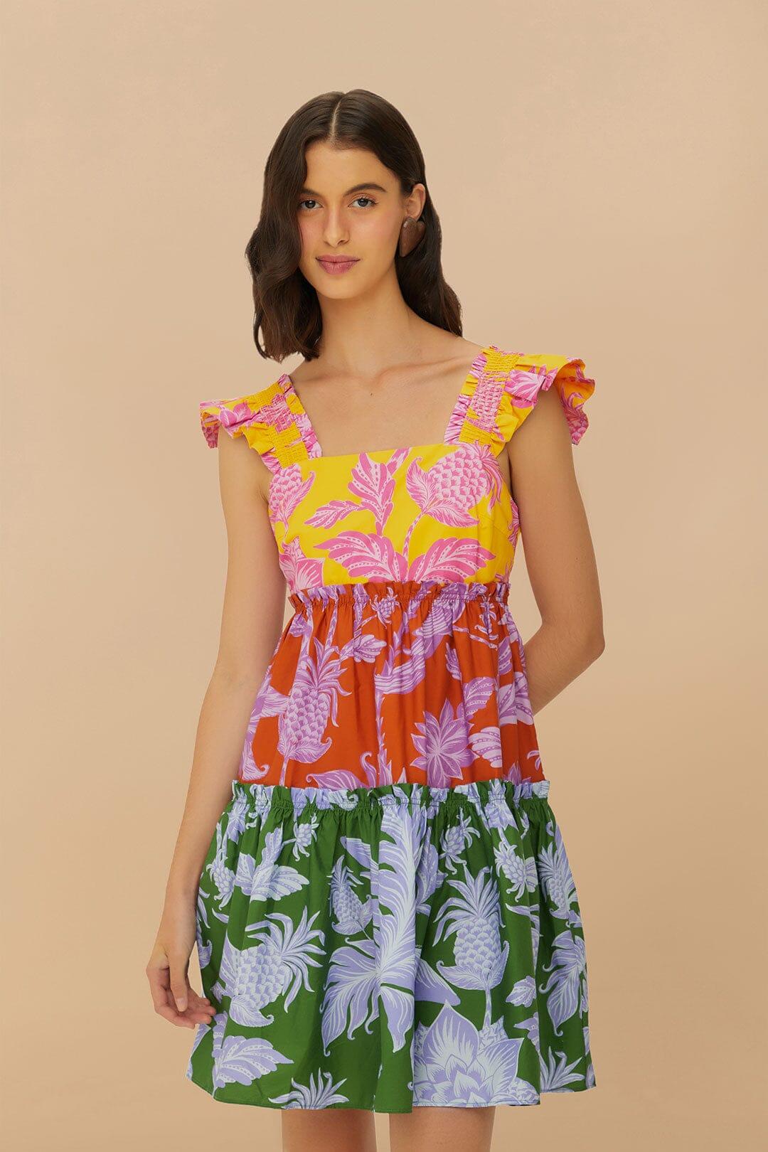 Mixed Tropical Swing Mini Dress Product Image