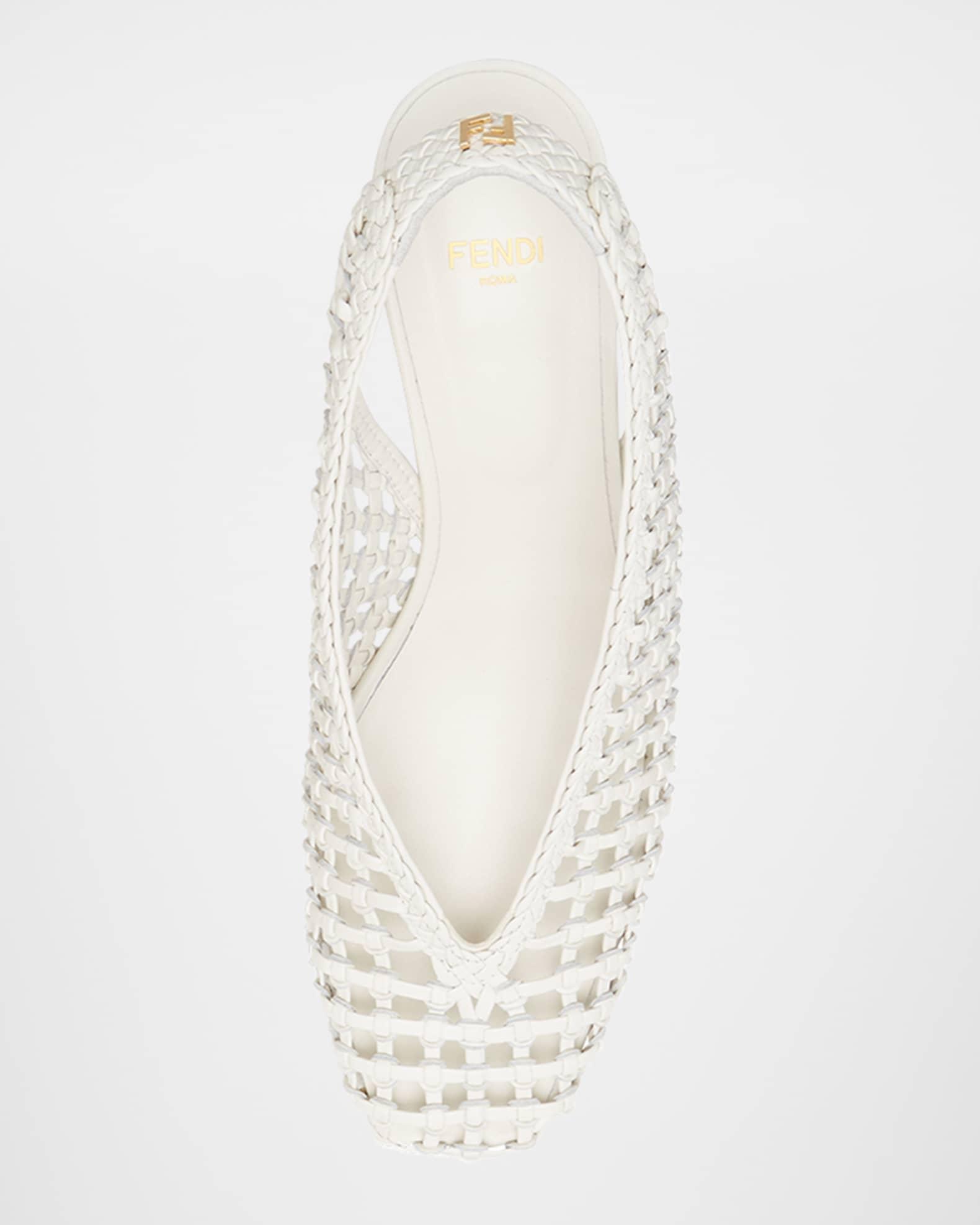 Woven Leather Kitten-Heel Slingback Pumps Product Image