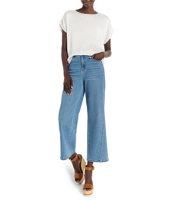 NIC + ZOE Woven Day Gloss Boat Neck Short Dolman Sleeve Top Product Image