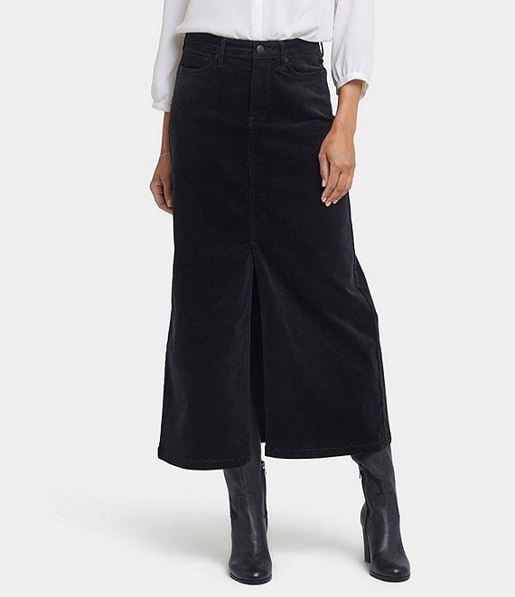 NYDJ Corduroy High Rise Side Slit 5-Pocket Long Skirt Product Image