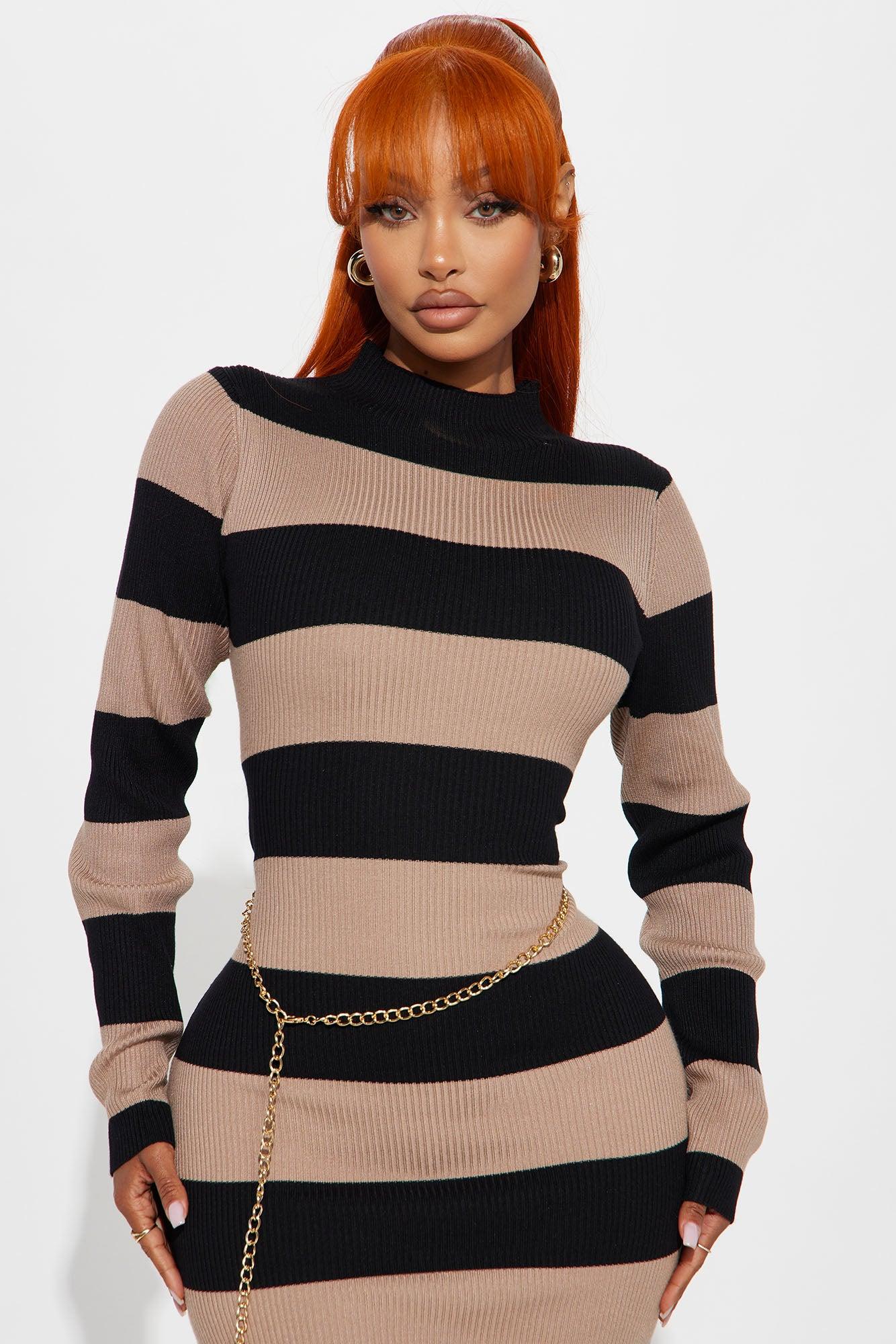 In The Stars Sweater Midi Dress - Black/combo Female Product Image