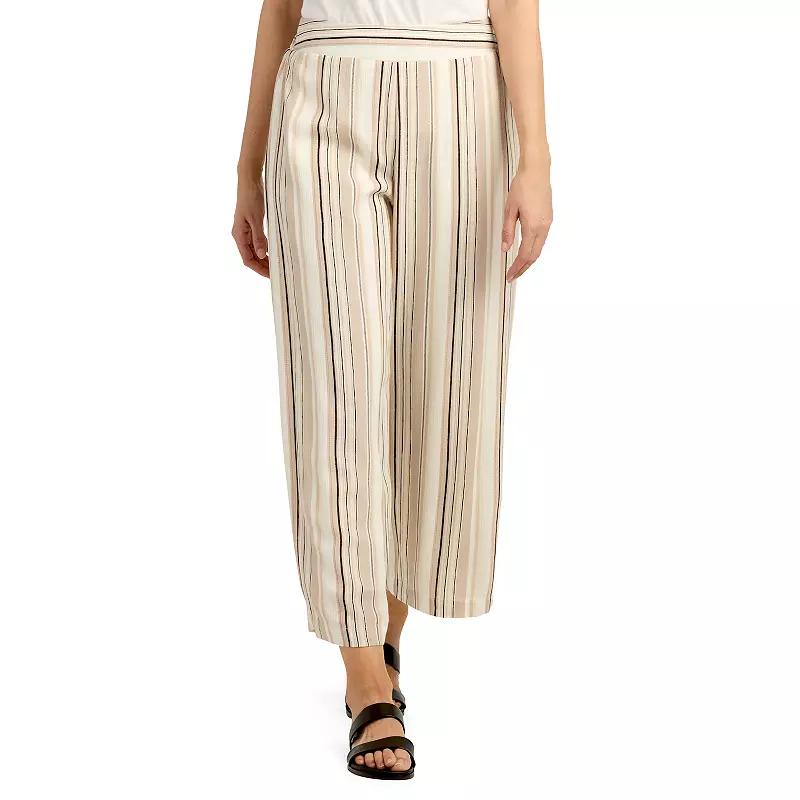 Women's AB Studio Striped Pull-On Wide Leg Cropped Pants,  Product Image