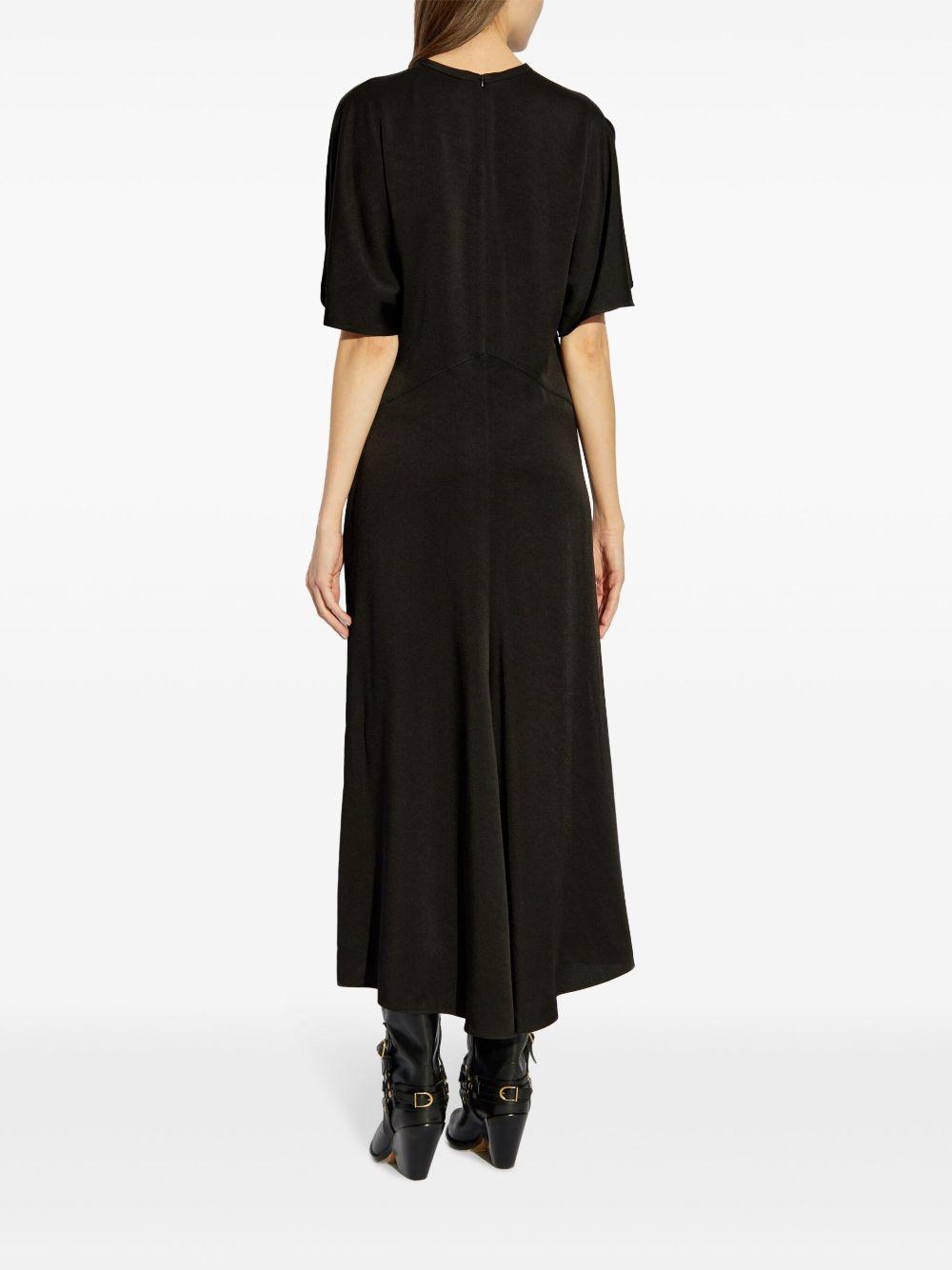 ISABEL MARANT Maxi Dress With Draped Sleeves And Fitted Waistline In Black Product Image