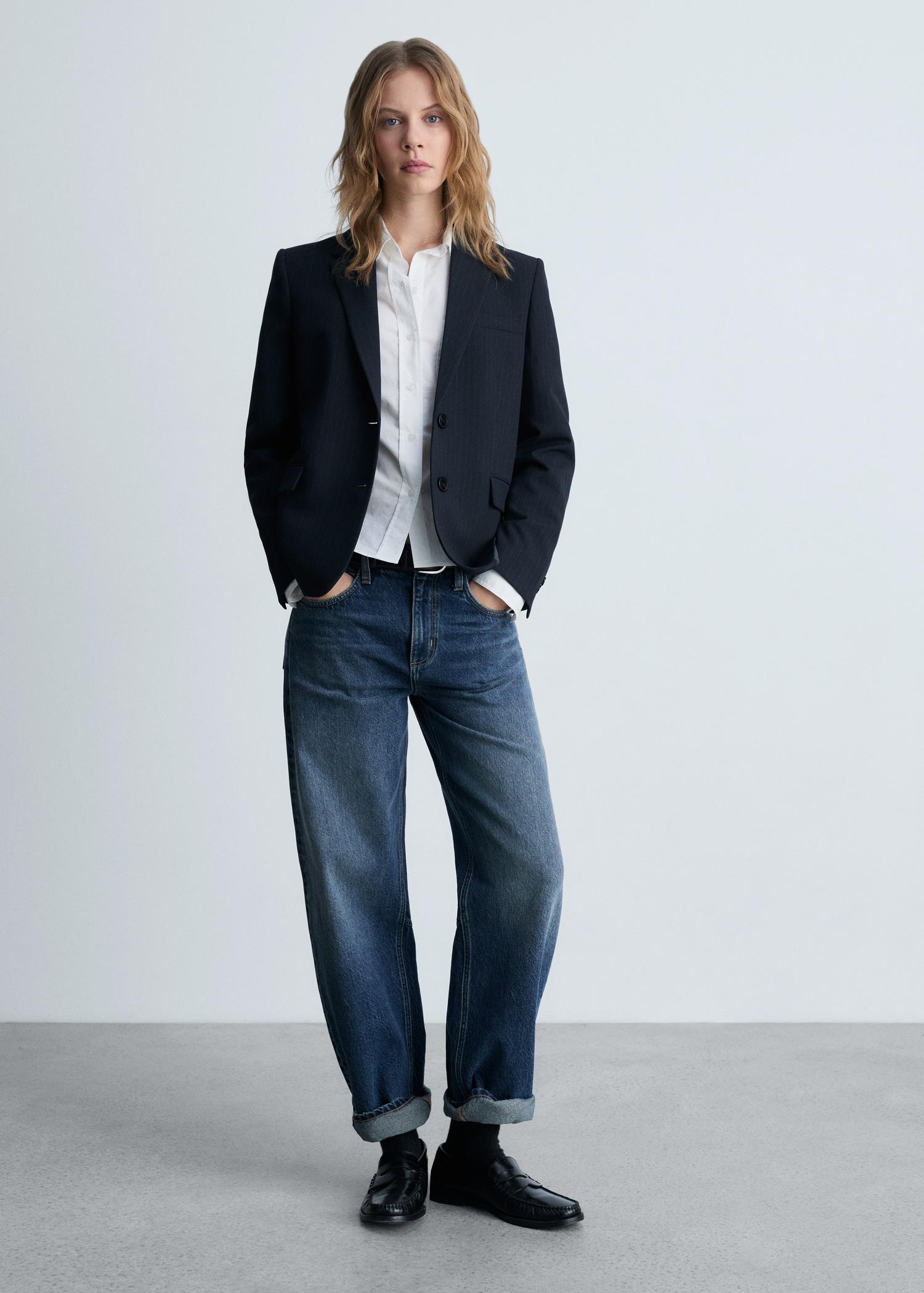 Pinstripe suit blazer - Women | MANGO USA Product Image