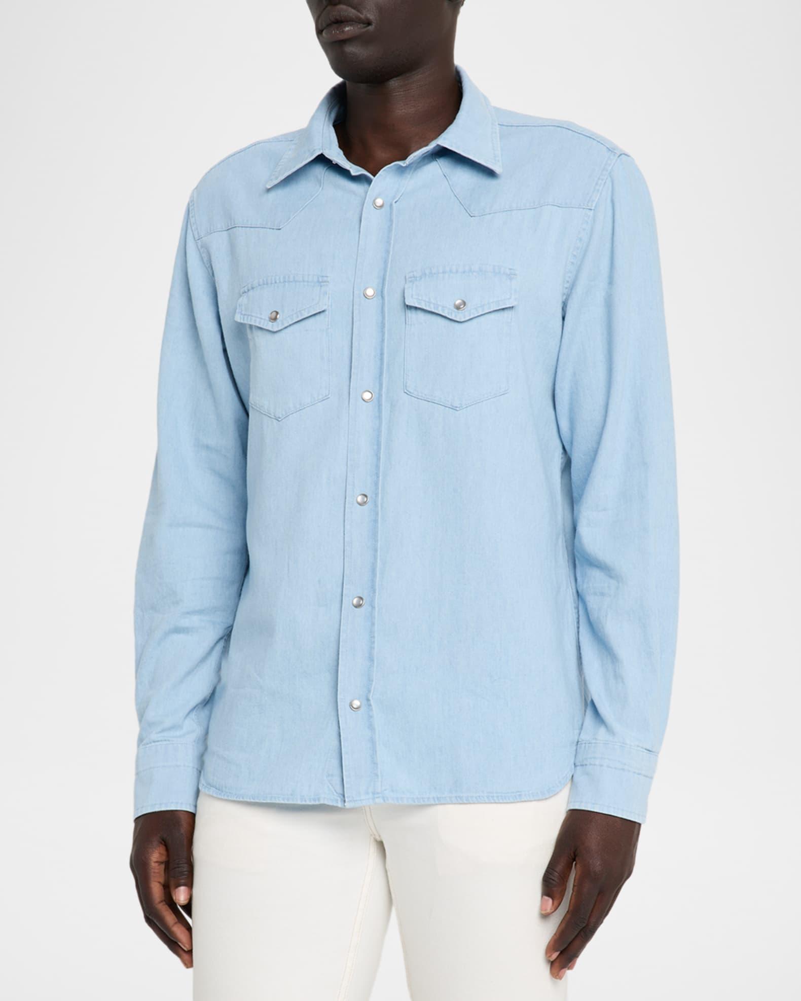 Men's Chambray Slim Fit Snap-Front Western Shirt Product Image