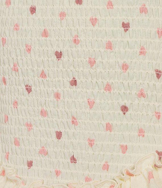 Evolutionary Heart Print Square Neck Smocked Drop Waist Ruffle Dress Product Image