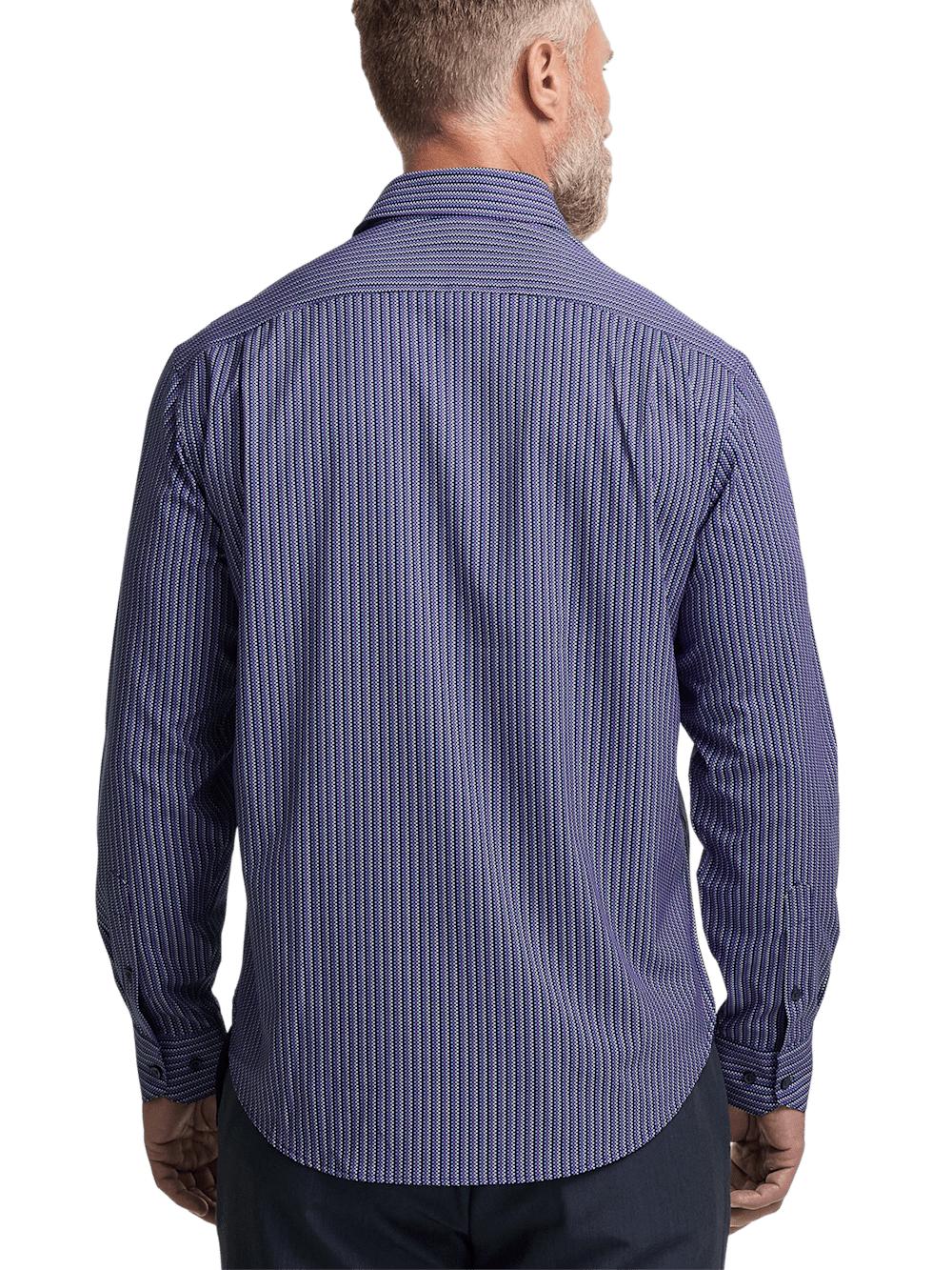 Performance Stretch Checkered Stripe Casual Shirt - Navy/purple Product Image