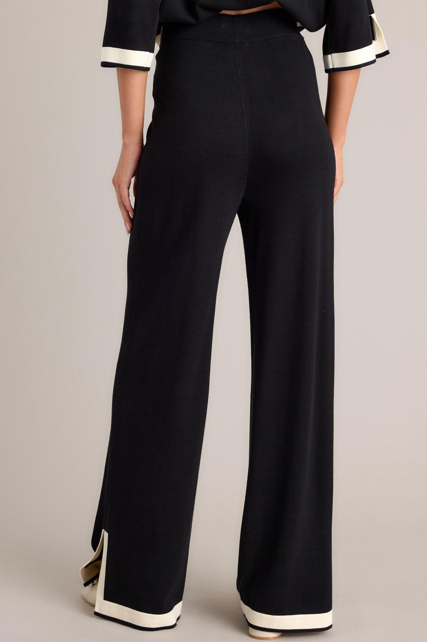 Bold Symphony Split Hem Black Sweater Pants Product Image