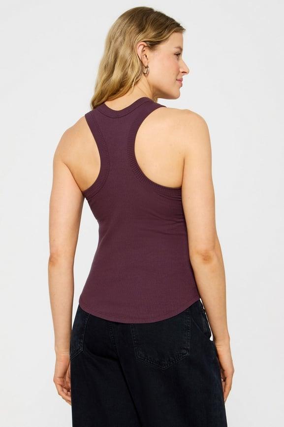 High Neck Rib Built-In Bra Tank Product Image
