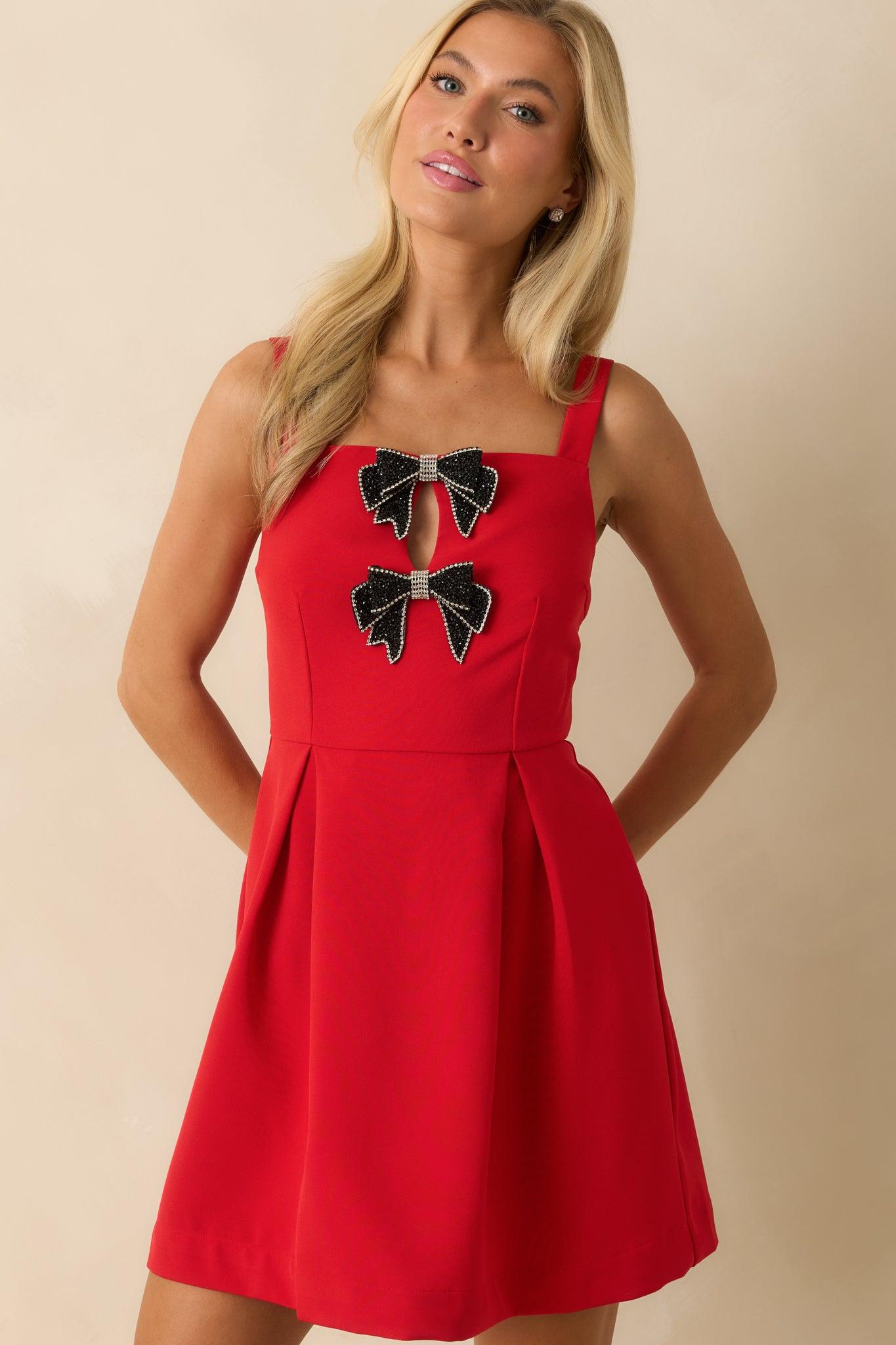 In The Details Red Mini Dress Product Image