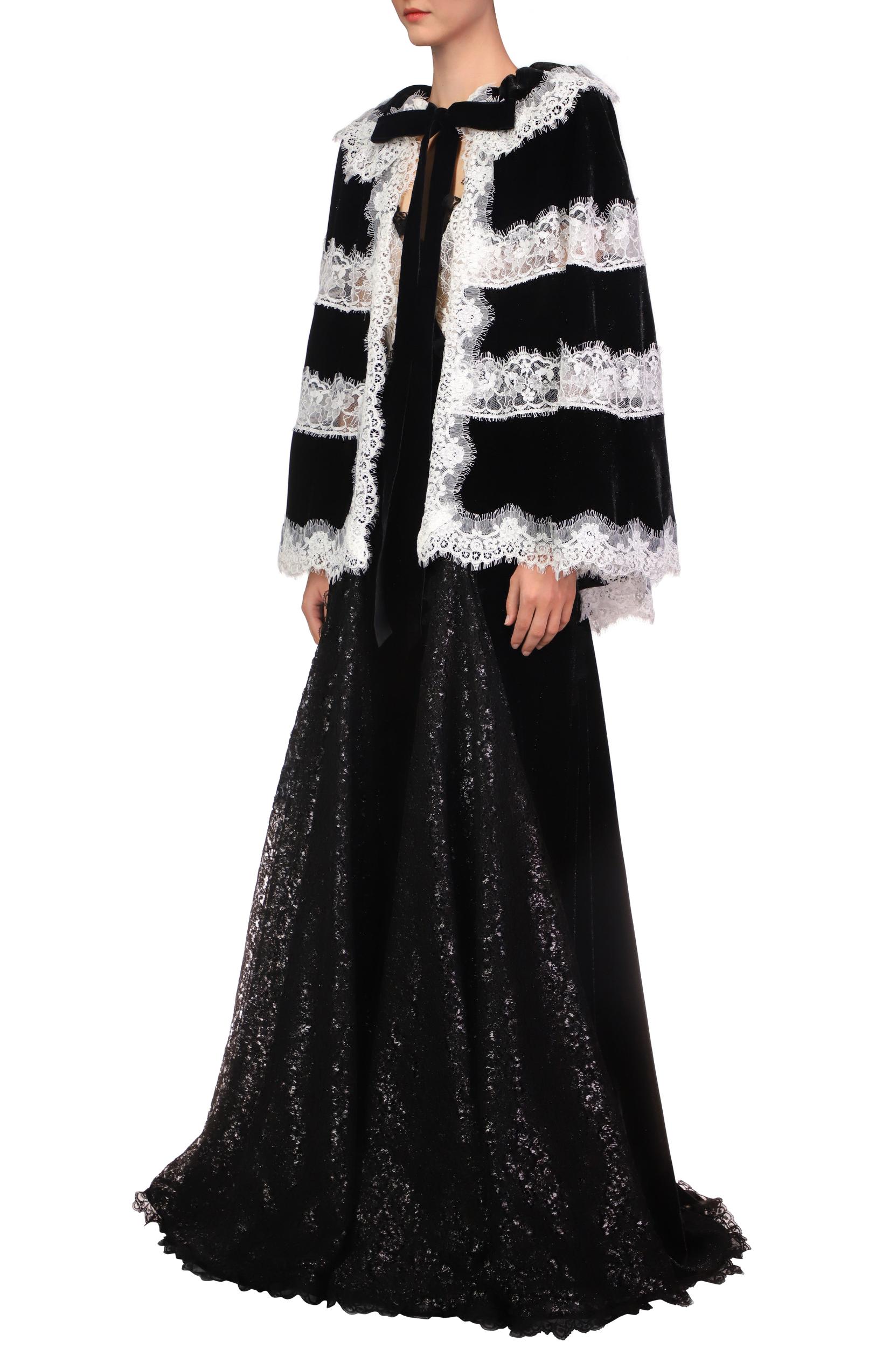 Metallic Black And White Lace Capelet Product Image