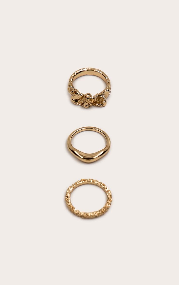 Gold Textured Molten Stacked Ring Set Product Image