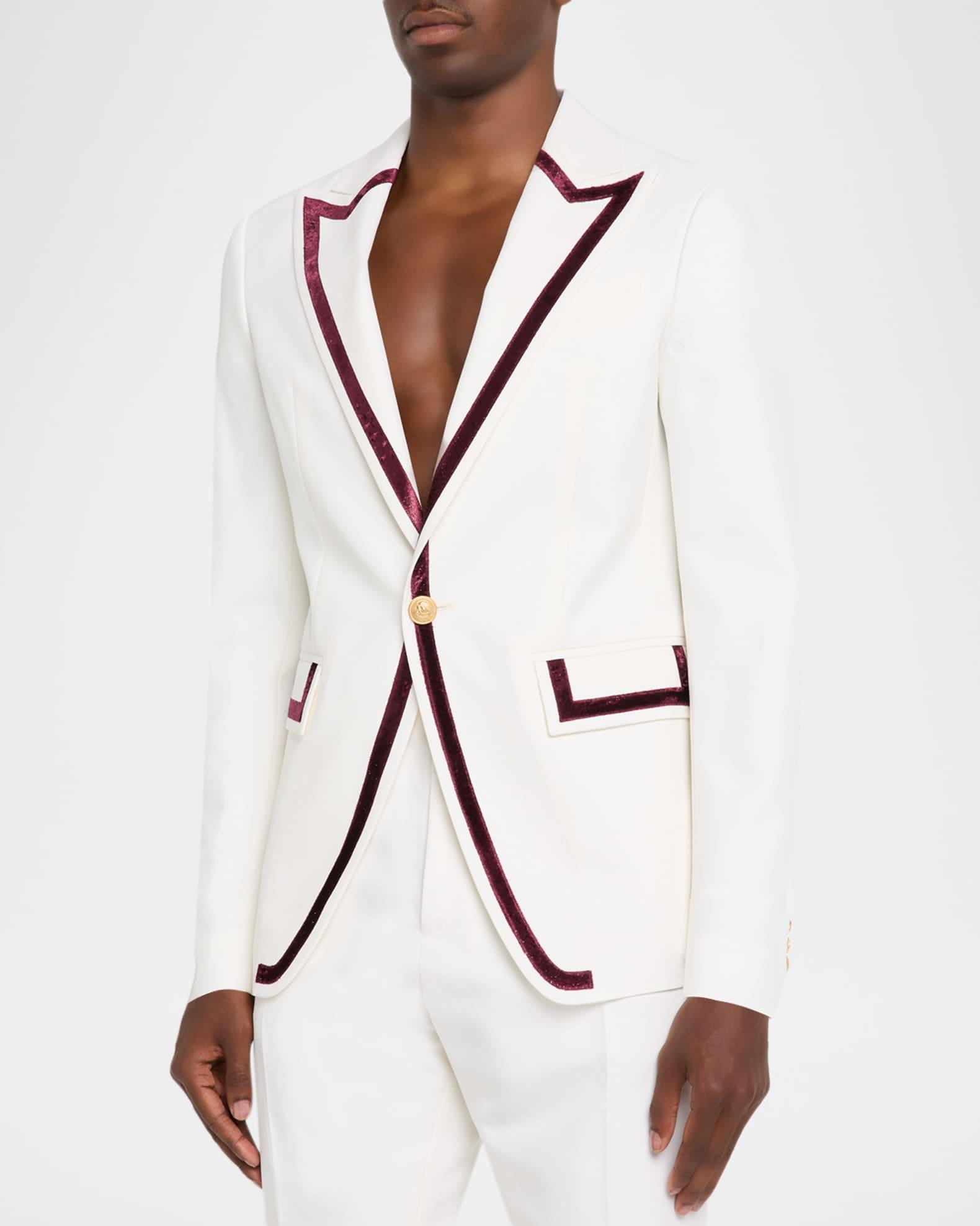 Men's Berlin Velvet-Trim Peak Lapel Evening Blazer Product Image