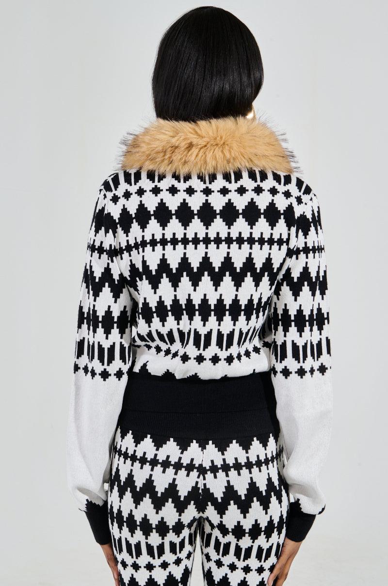 APRES SKI BADDIE FUR TRIM ZIP UP SWEATER Product Image