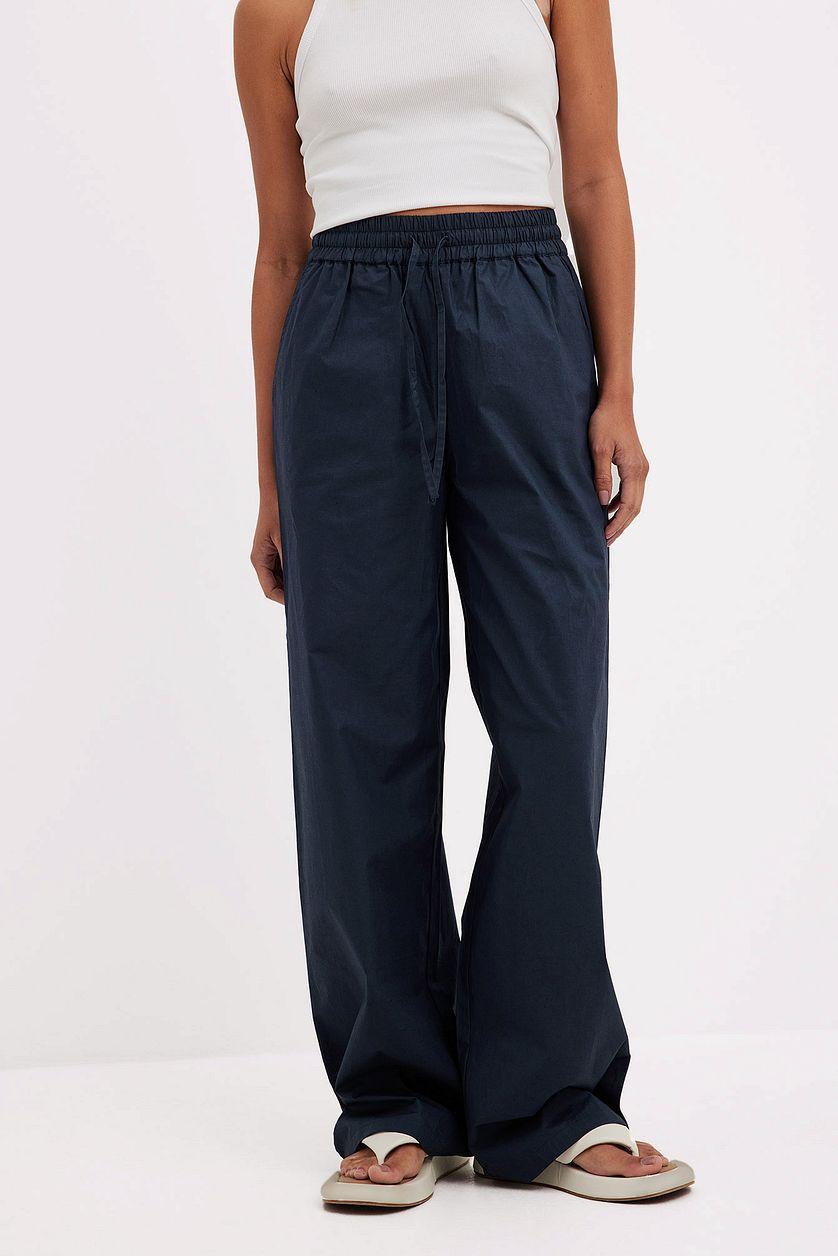 Elastic Waistband Cotton Pants Product Image