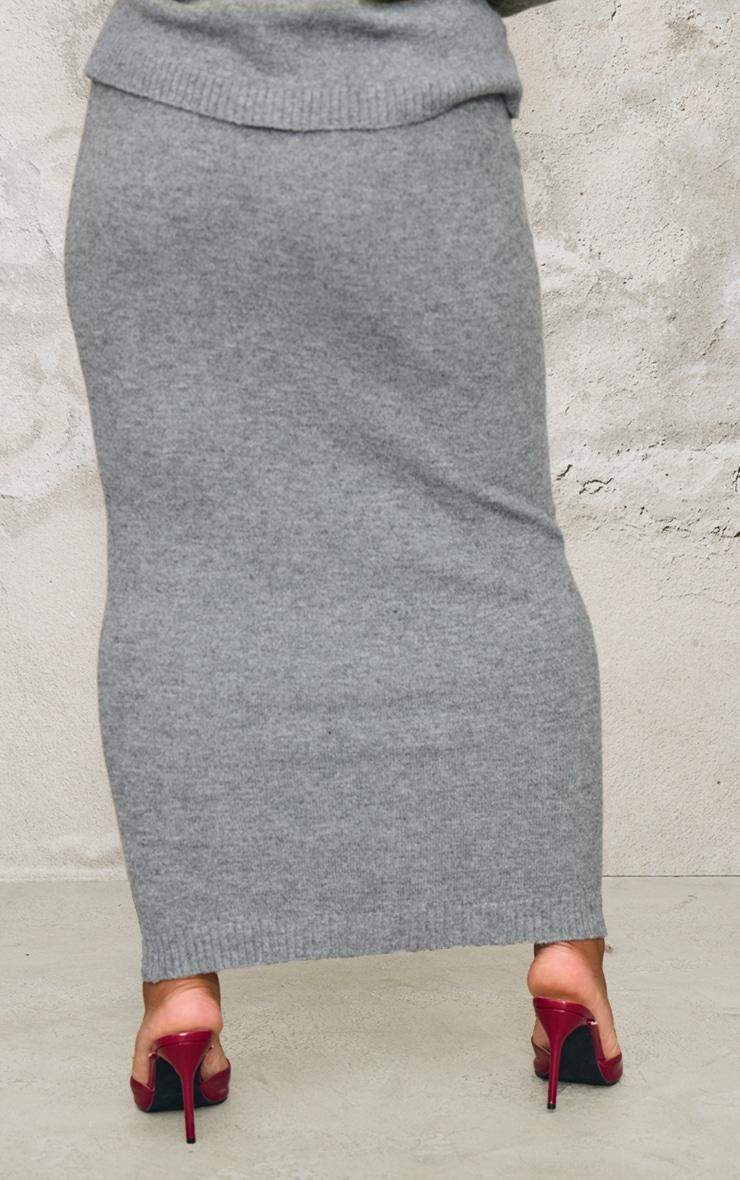 Plus Ash Grey Melange Soft Knit Maxi Skirt Product Image