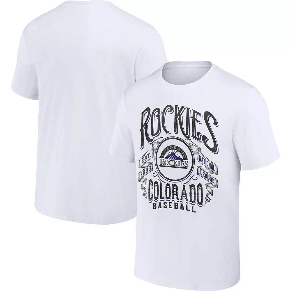Men's Darius Rucker Collection by Fanatics White Colorado Rockies Distressed Rock T-Shirt,  Product Image
