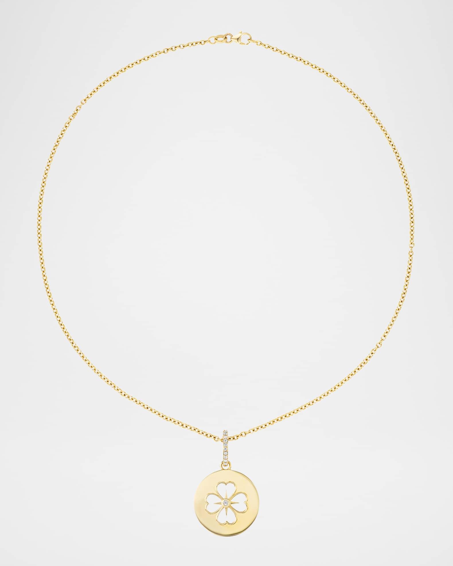 14K Yellow Gold Clover Charm Pendant Necklace Product Image