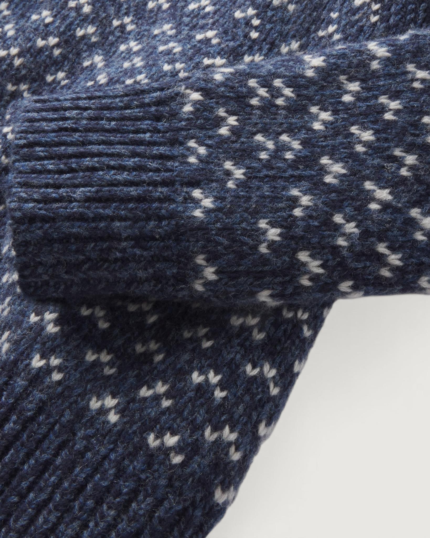 Birdseye Heritage Lambswool Crew - Blue Cream Product Image