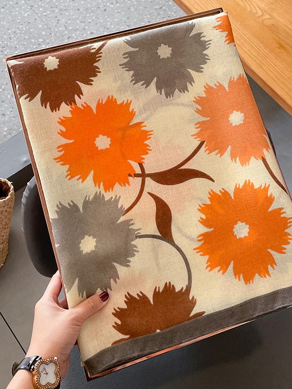 Vintage Floral Printed Shawl&Scarf Product Image