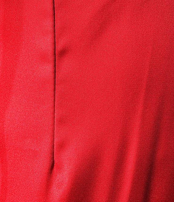 GB Social Corset Cowl Neck Lace-Up Back Slit Hem Satin Long Dress Product Image