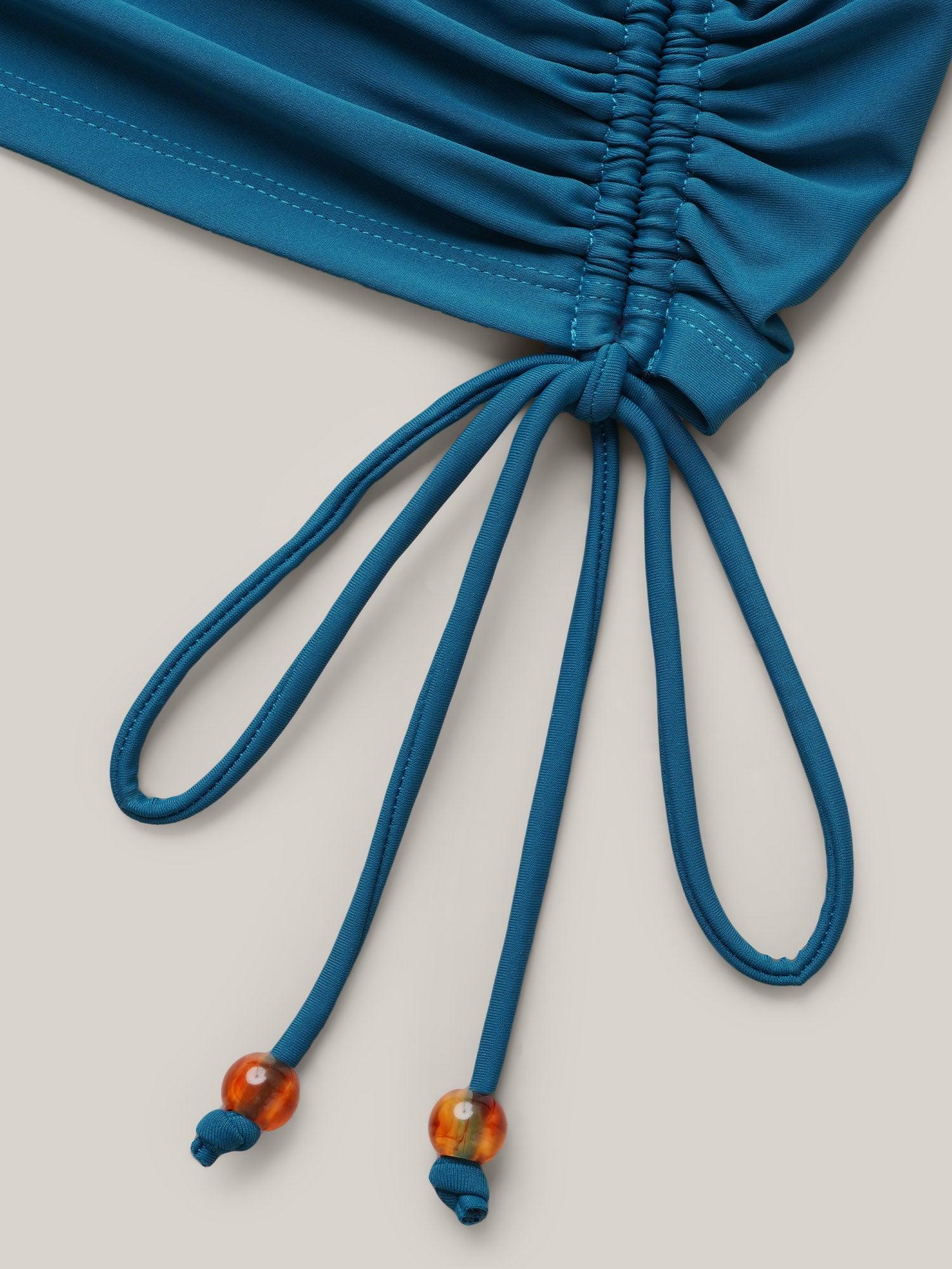 Adjustable Drawstring Drapey One-Piece Swimsuit Female Product Image