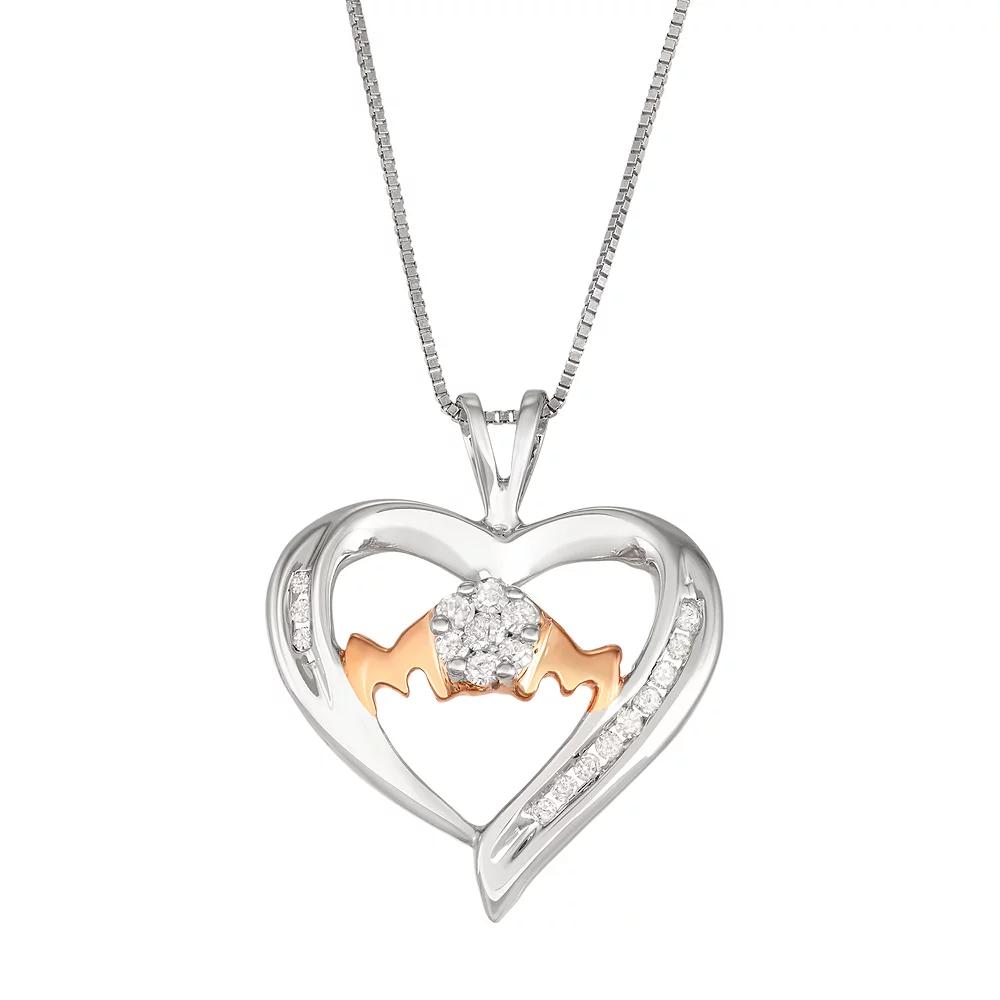 Sterling Silver 1/5 Carat T.W. Diamond "Mom" Heart Pendant Necklace, Women's, Size: 18" Product Image