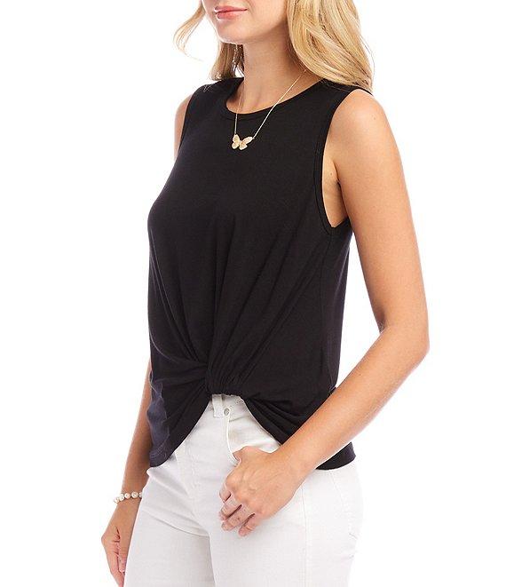 Karen Kane Pick-Up Crew Neck Sleeveless Stretch Jersey Top Product Image