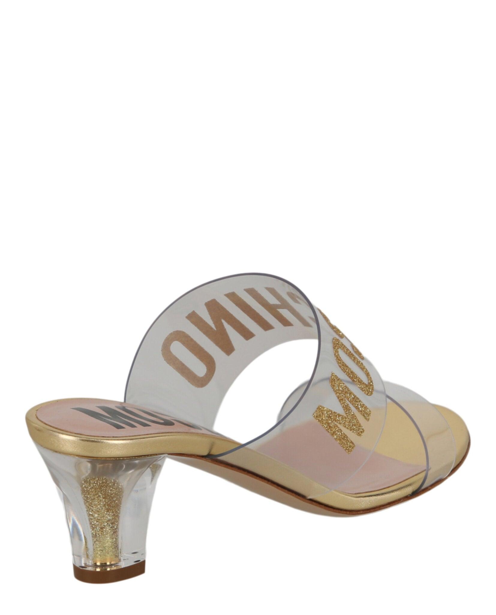 Moschino Glitter Logo Heel Sandals Female Product Image