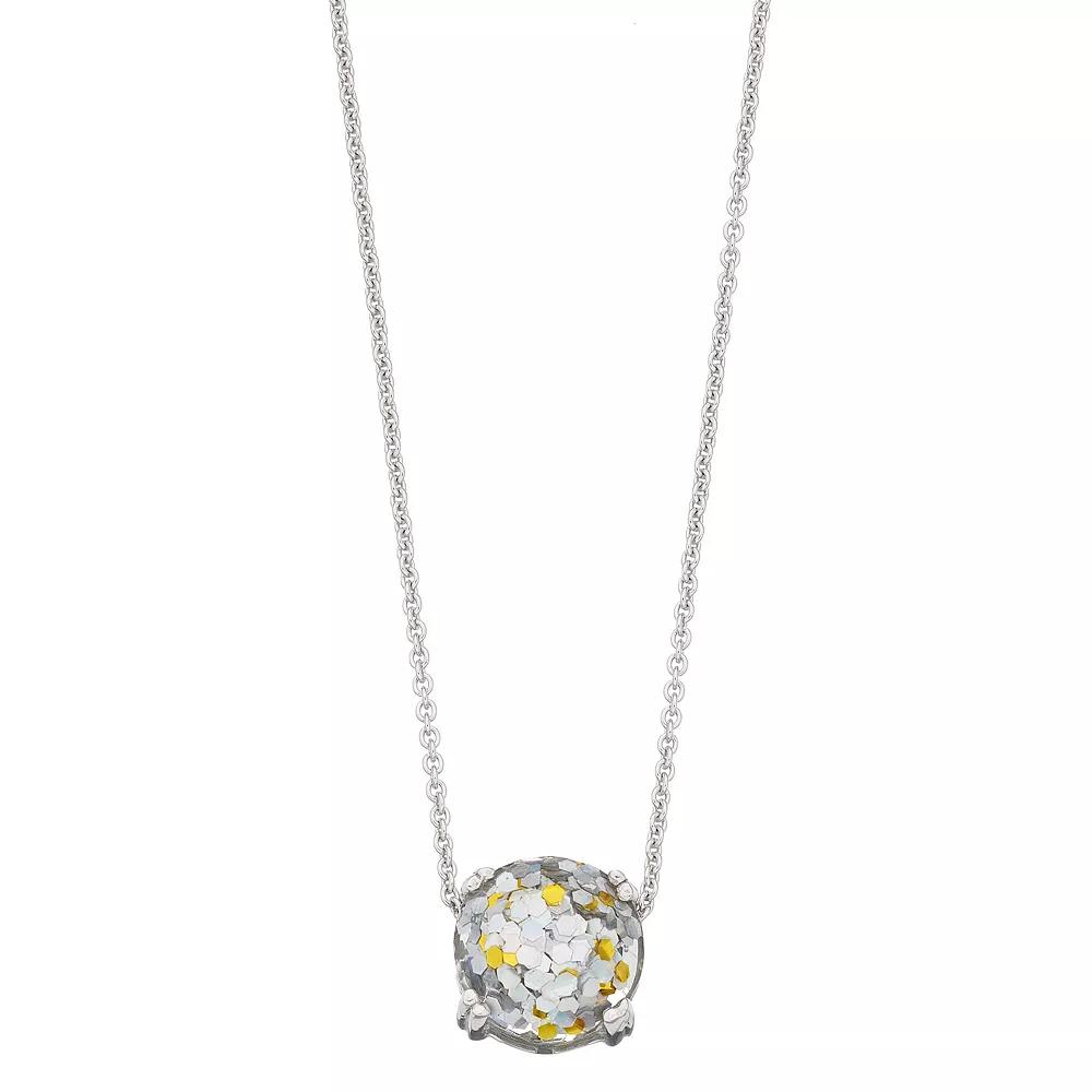 Aleure Precioso Sterling Silver Glitter Pendant Necklace, Women's, Size: 18", Silver Tone Team Product Image