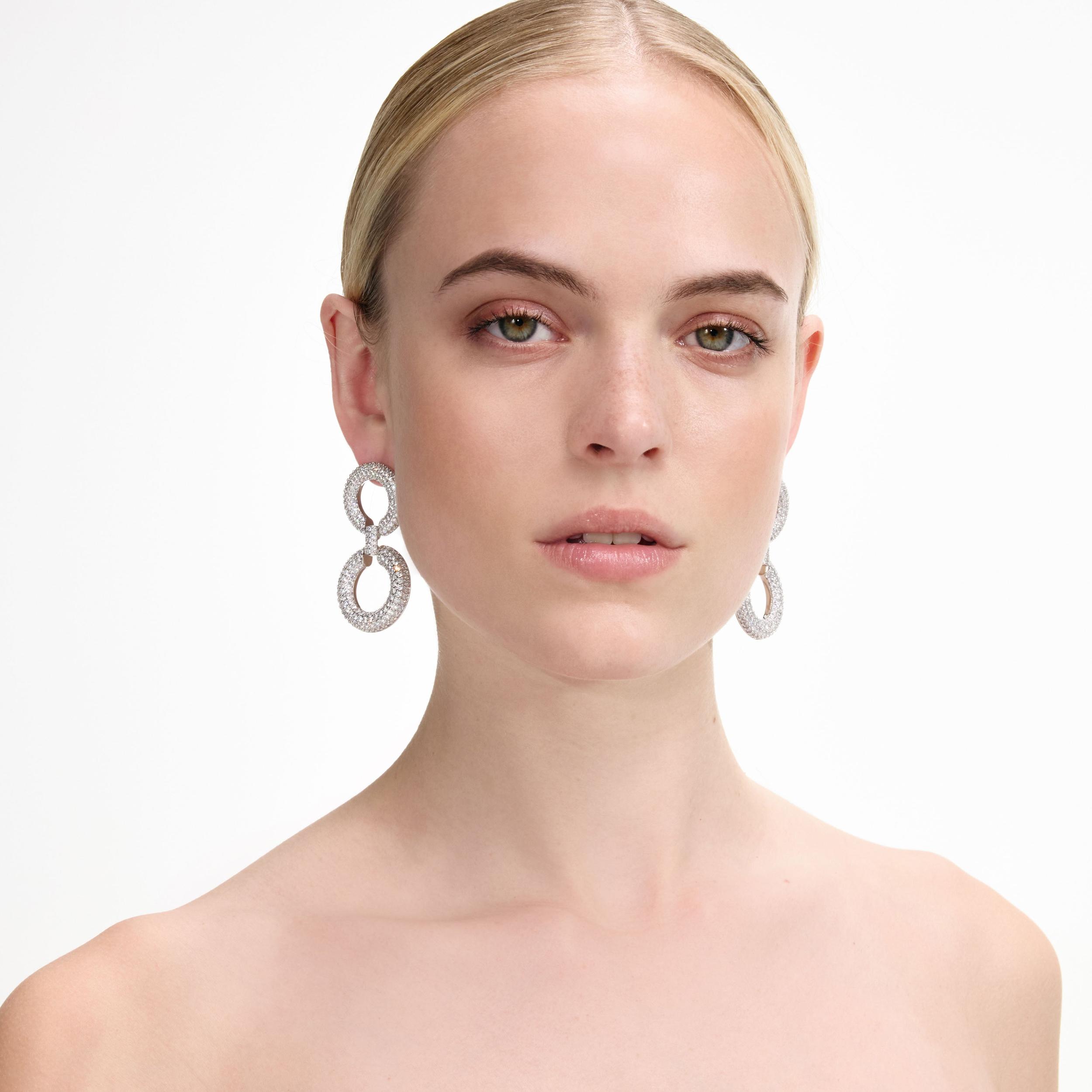 Crystal Link Two Tiered Earrings Product Image