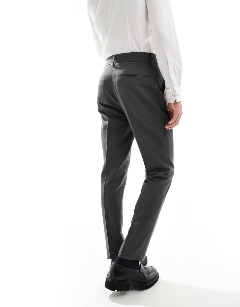 ASOS DESIGN smart slim fit pants in dark gray Product Image