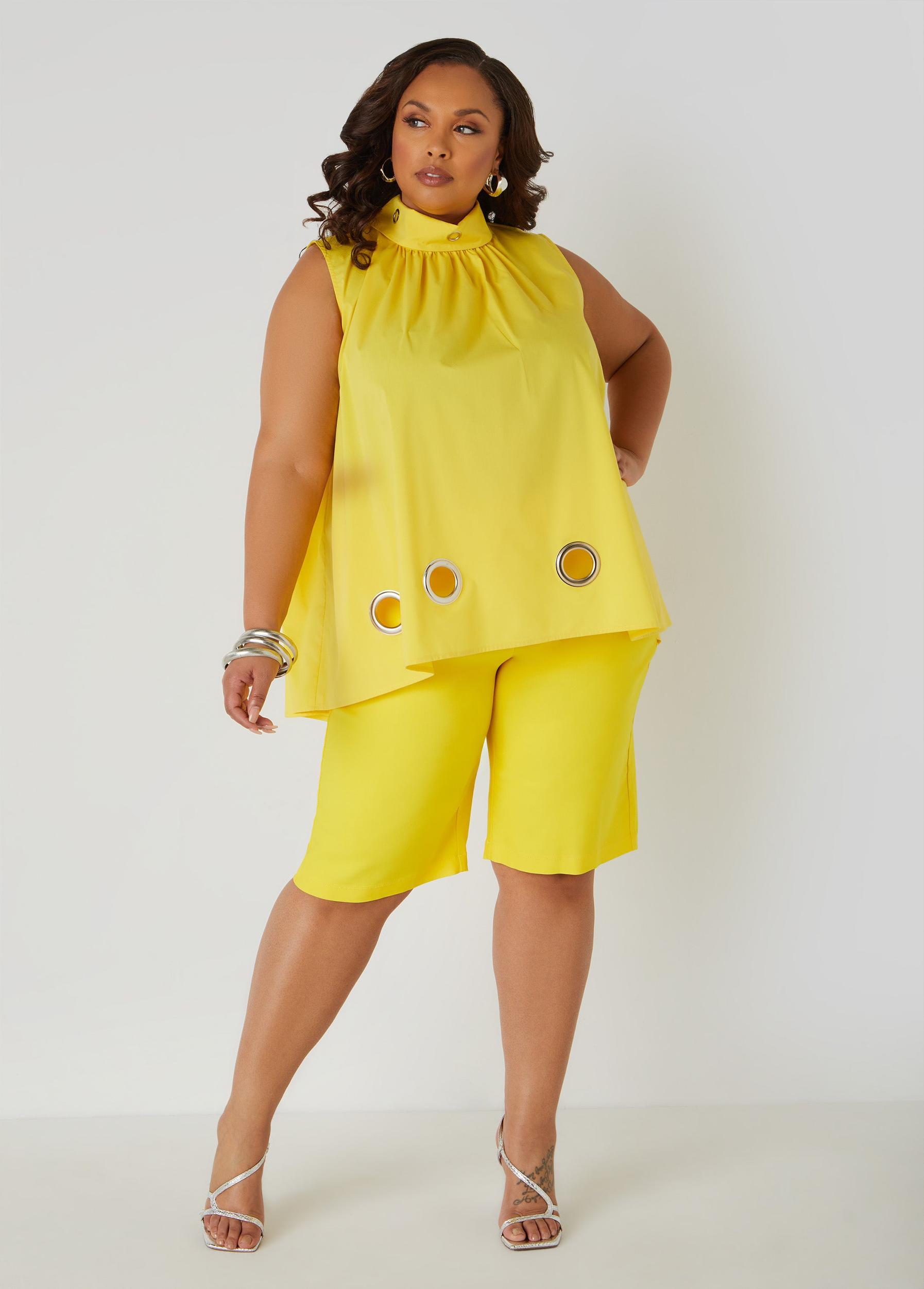 Plus Size Grommet Embellished Poplin Blouse Ashley Stewart Product Image