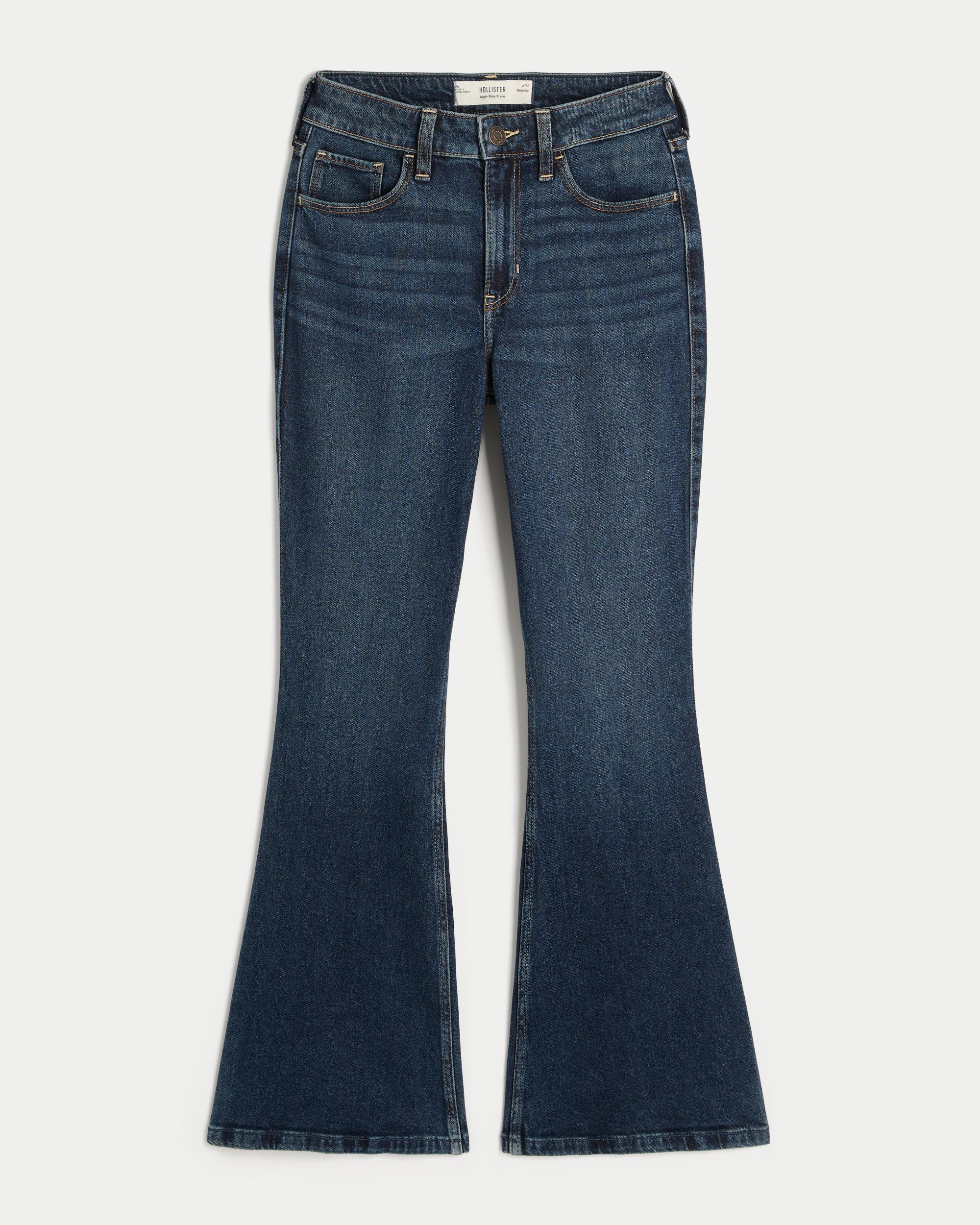 High-Rise Dark Wash Flare Jeans Product Image