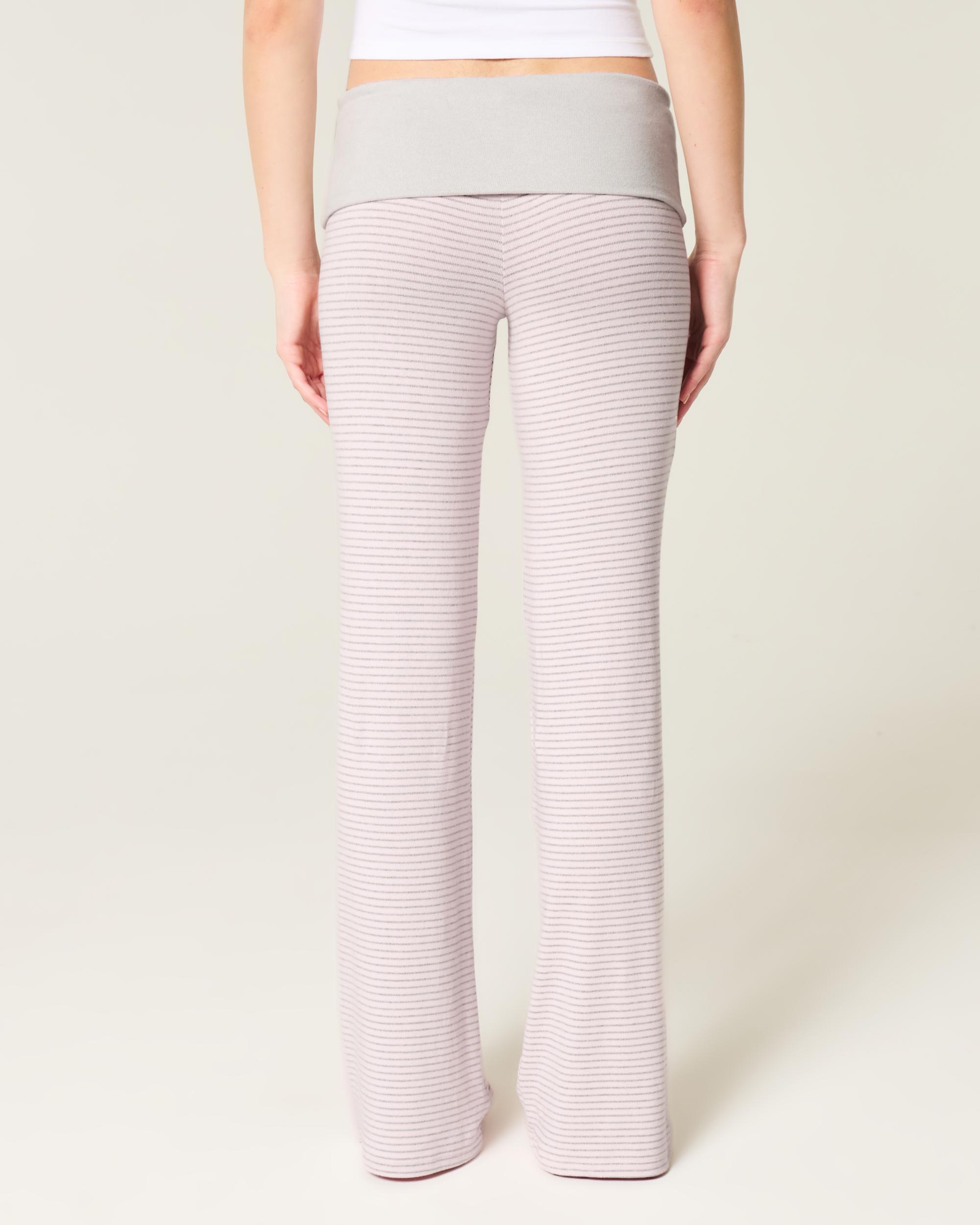 Foldover Waist Knit Flare Pants Product Image