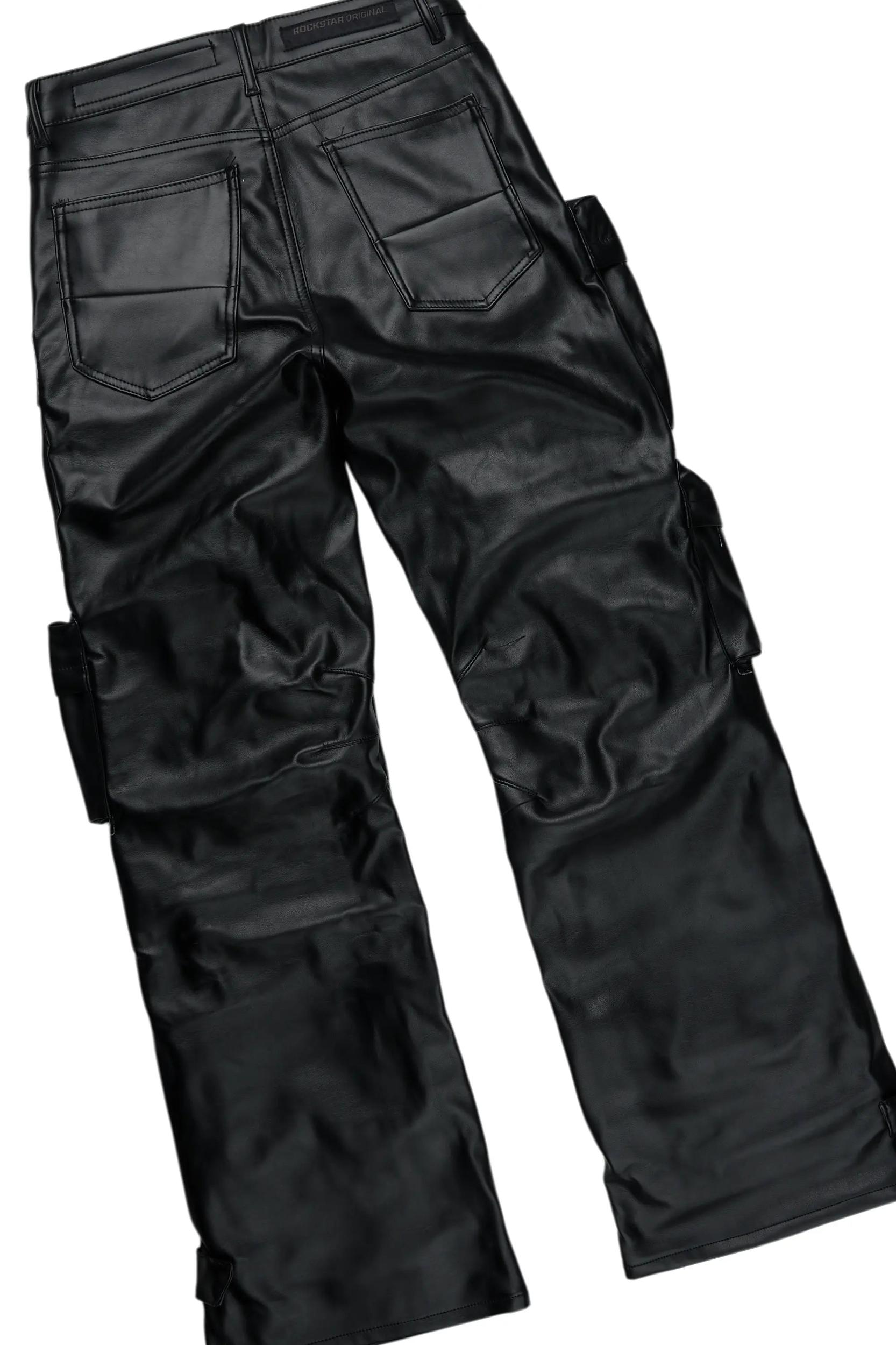 Amos White/Black Thermal T-Shirt & Lenz Baggy PU Jean Bundle Male Product Image