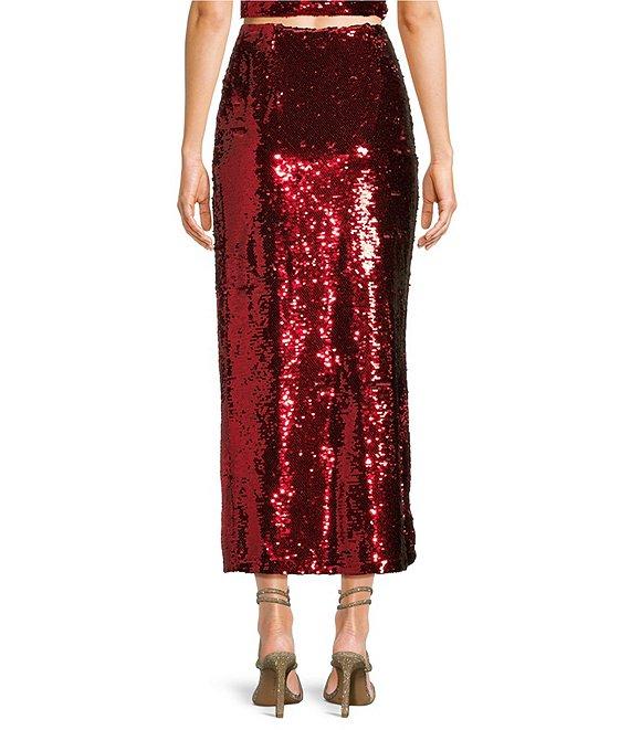 GB Midi Sequin Side Slit Coordinating Skirt Product Image